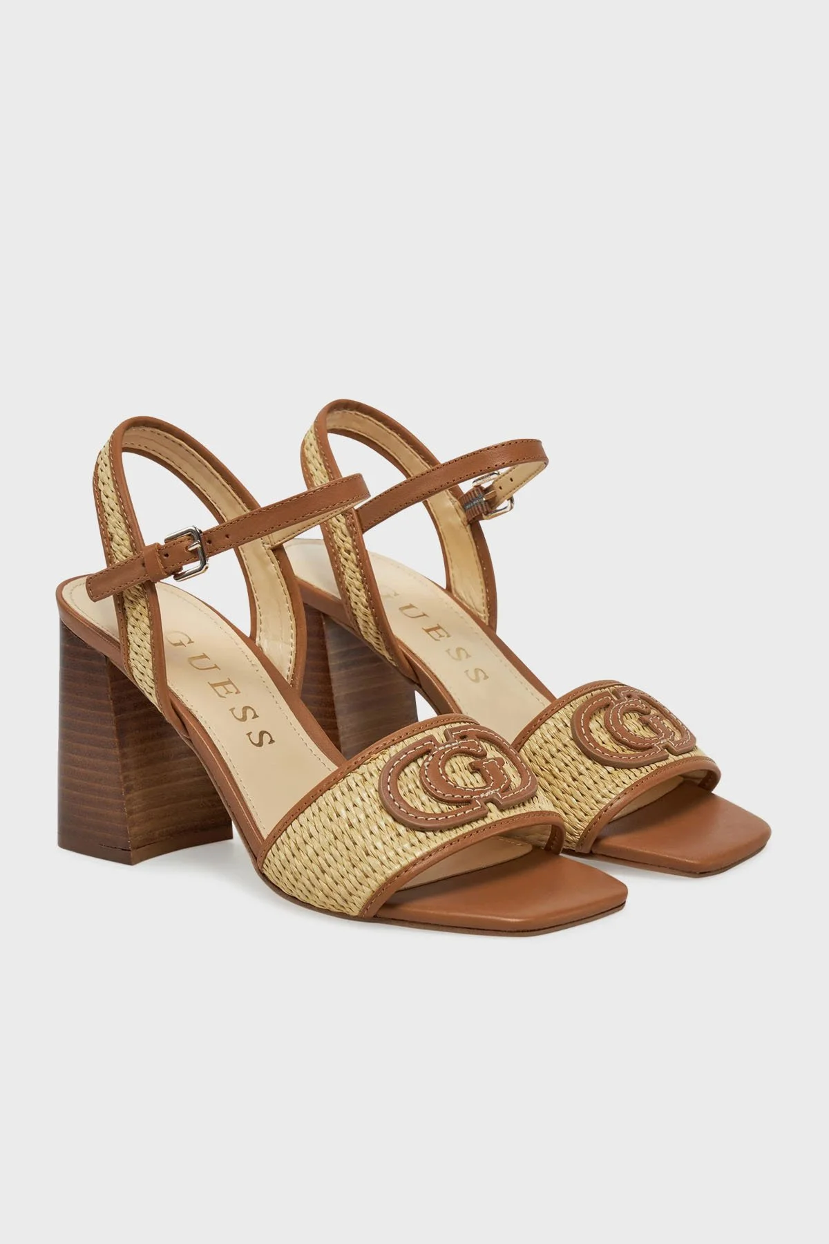 Guess Ganika Logolu Deri Karışımlı Kalın Topuklu FLJGNKFAB03 Kadın Ayakkabı FLJGNK FAB03 NATU TABA - 2