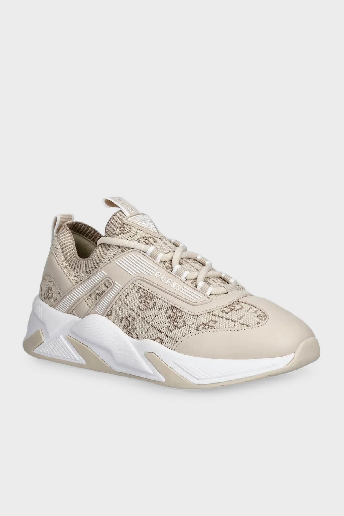 Guess Genga Logolu Bağcıklı Sneaker FLPGENFAM12 Kadın Ayakkabı FLPGEN FAM12 MULTI KUM BEJİ - 1