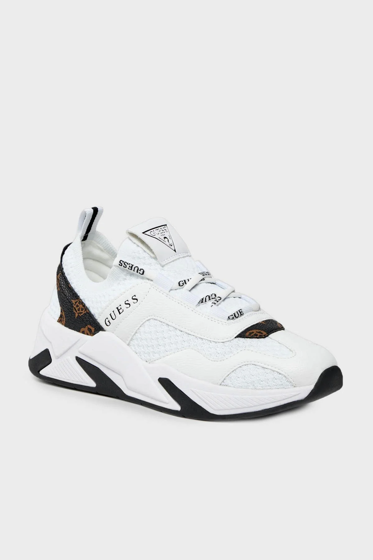 Guess Geniver2 Kalın Tabanlı Sneaker FLPGE2FAL12 Bayan Ayakkabı FLPGE2 FAL12 WHIBR BEYAZ-KAHVE - 12