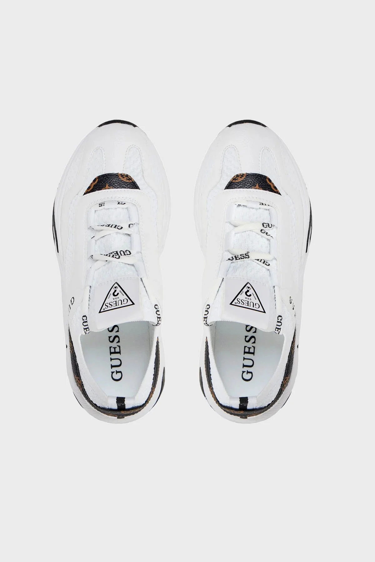 Guess Geniver2 Kalın Tabanlı Sneaker FLPGE2FAL12 Kadın Ayakkabı FLPGE2 FAL12 WHIBR BEYAZ-KAHVE - 5