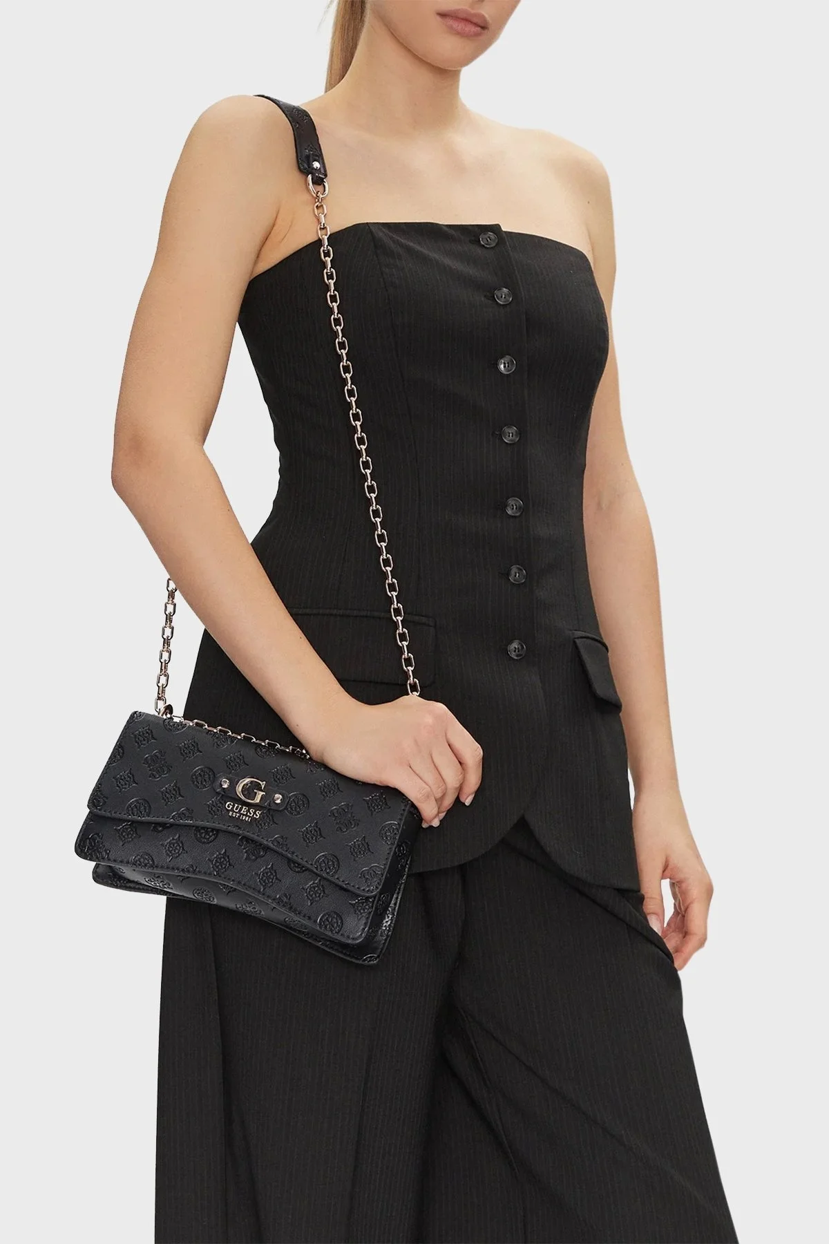Guess Gerty 4G Logolu Zincir Askılı HWPD9529210 Bayan Çanta HWPD95 29210 BLA SİYAH - 7