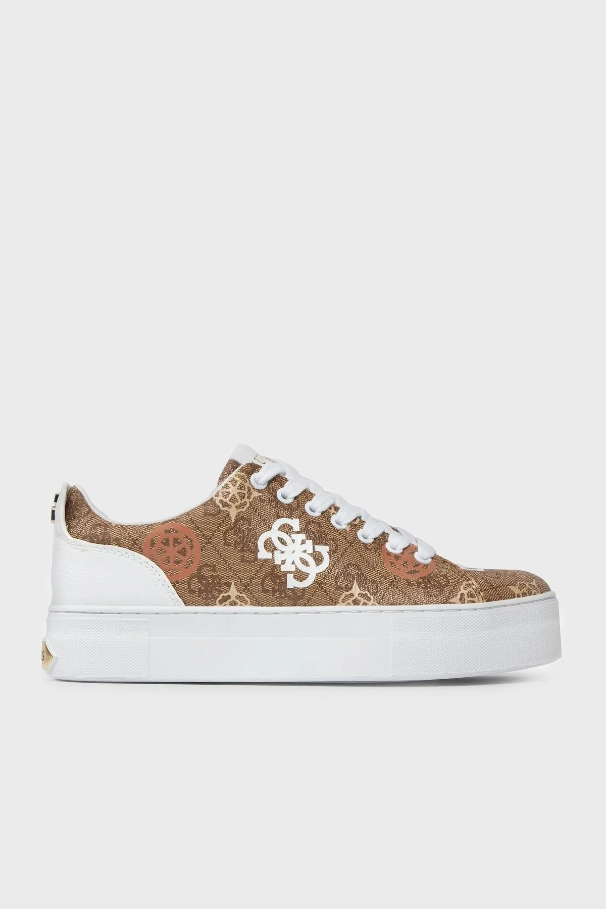Guess Gianele4 Logolu Sneaker FLPGN4FAL12BEIBR Bayan Ayakkabı FLPGN4 FAL12 BEIBR KAHVE-BEYAZ - 1