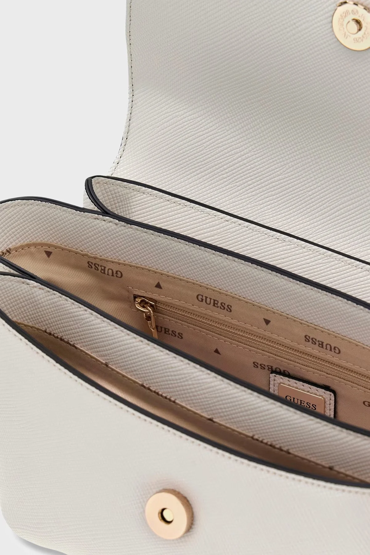 Guess Gilda Logolu Çıkarılabilir Askılı HWZG9747200 Kadın Çanta HWZG97 47200 OFF Ekru - 5