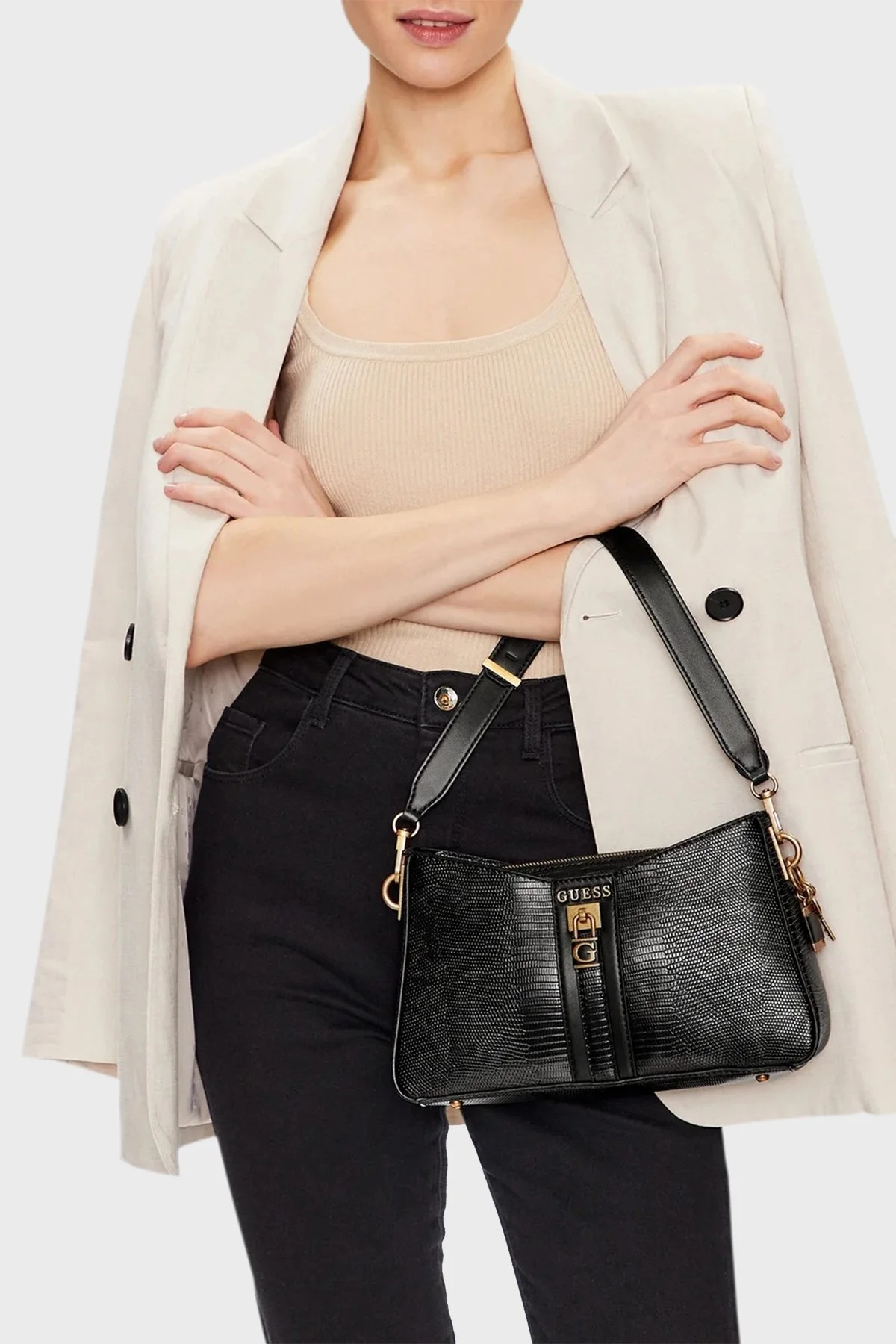 Guess Ginevra Ayarlanabilir ve Çıkarılabilir Omuz Askılı HWKB8734180BLA Bayan Çanta HWKB8734180 BLA SİYAH - 2
