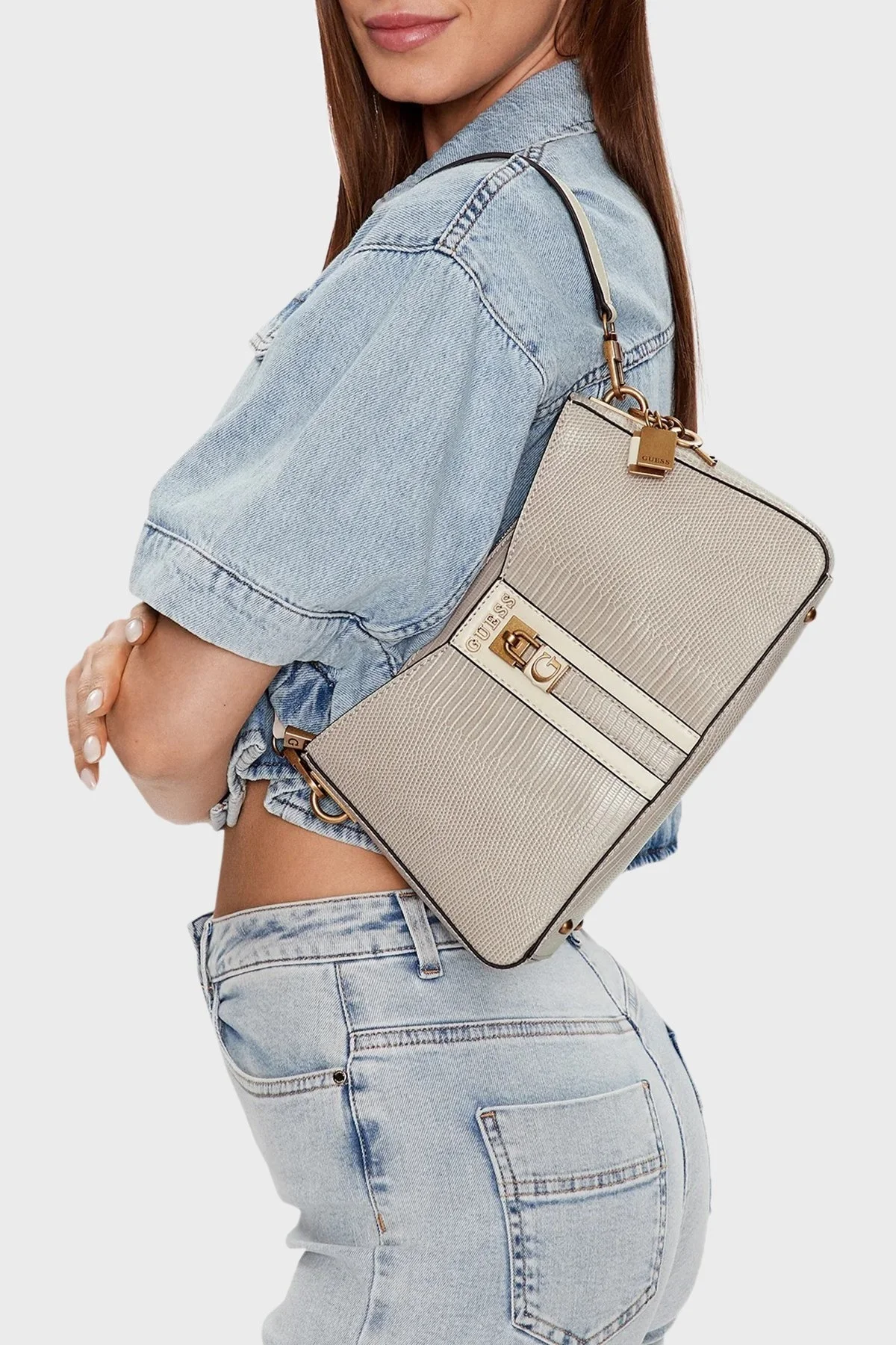 Guess Ginevra Ayarlanabilir ve Çıkarılabilir Omuz Askılı HWKB8734180TAU Bayan Çanta HWKB8734180 TAU GRİ - 2