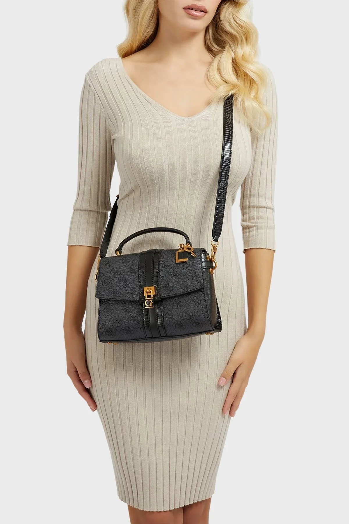 Guess Ginevra Logolu Çıkarılabilir Omuz Askılı Bayan Çanta HWSB8675200 CLO ANTRASİT - 2