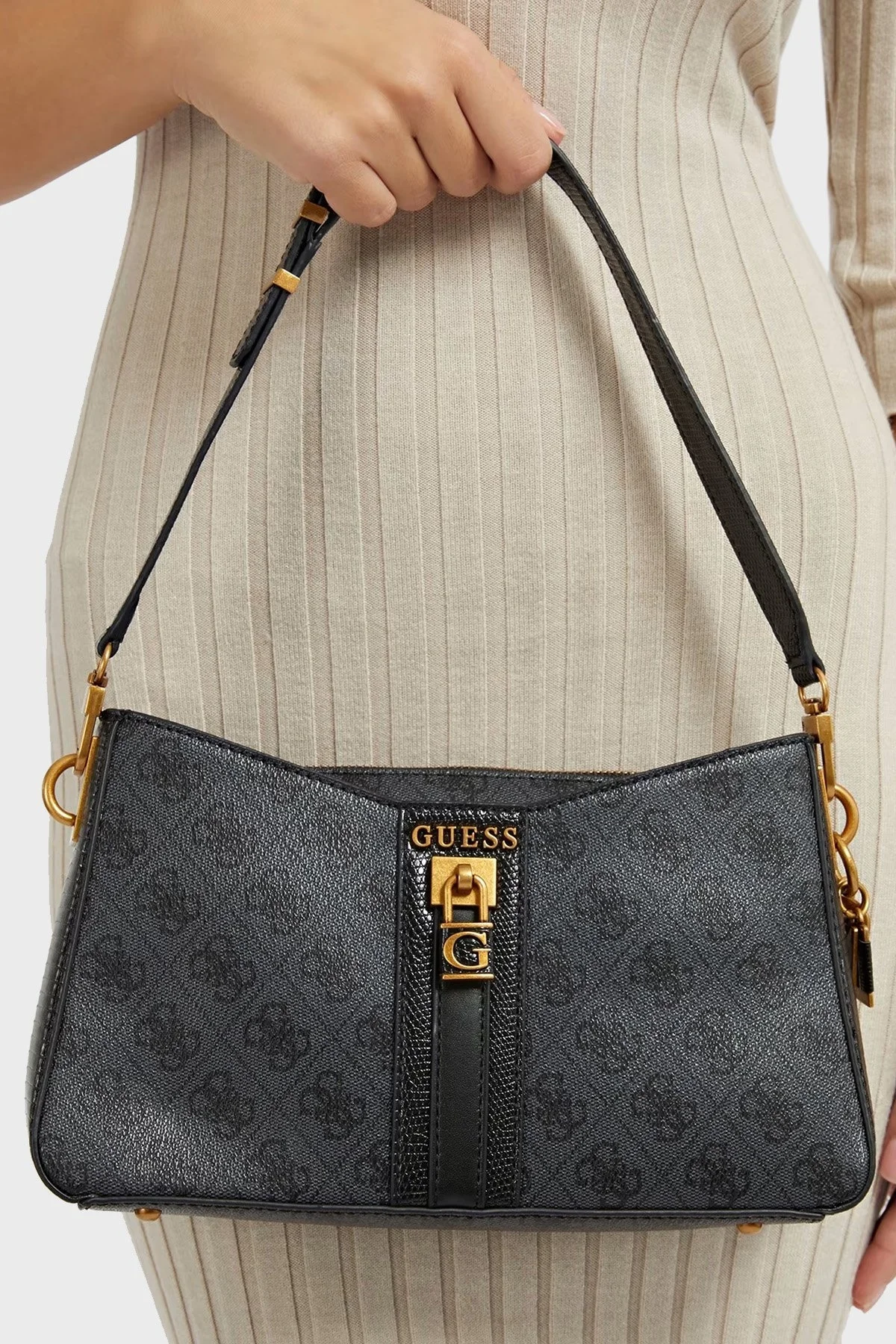 Guess Ginevra Logolu Fermuarlı Omuz Bayan Çanta HWSB8675180 CLO ANTRASİT - 3