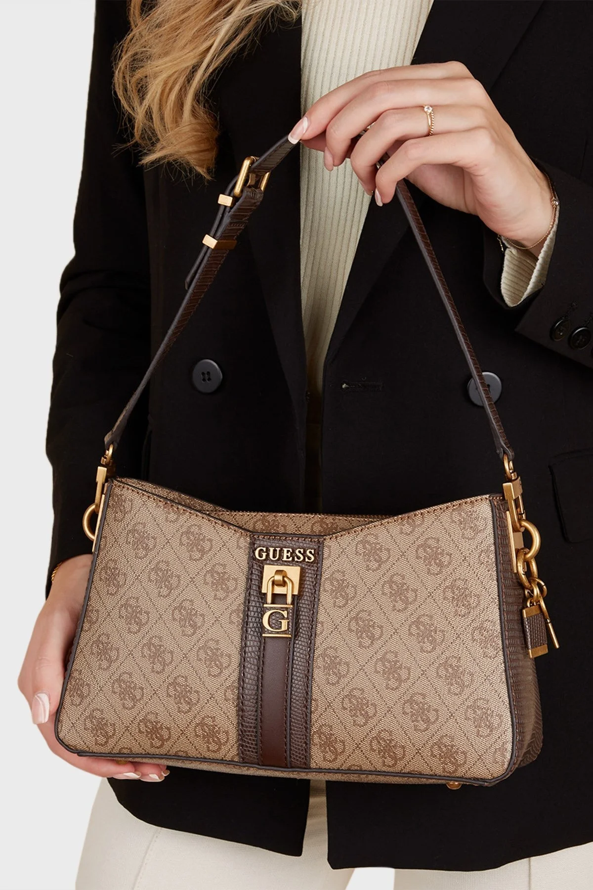 Guess Ginevra Logolu Fermuarlı Omuz Bayan Çanta HWSB8675180 LTL KAHVE - 2
