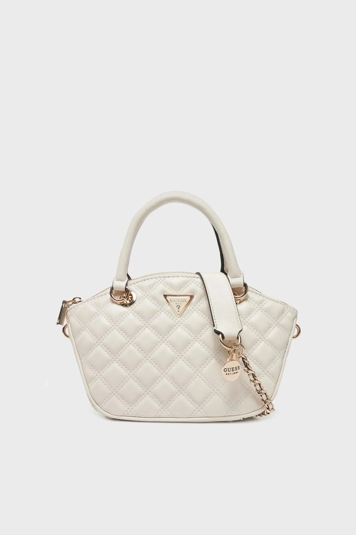 Guess Giully Kapitoneli Çıkarılabilir Zincir Askılı HWQG8748760 Bayan Çanta HWQG87 48760 OFF EKRU - 5
