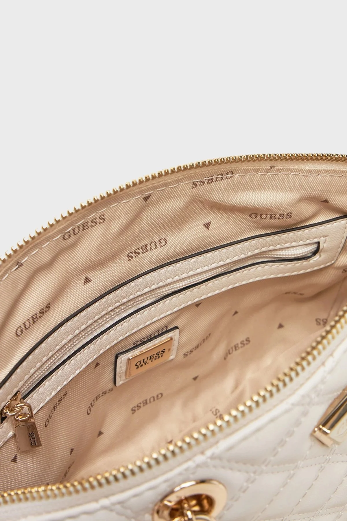 Guess Giully Kapitoneli Çıkarılabilir Zincir Askılı HWQG8748760 Bayan Çanta HWQG87 48760 OFF EKRU - 8