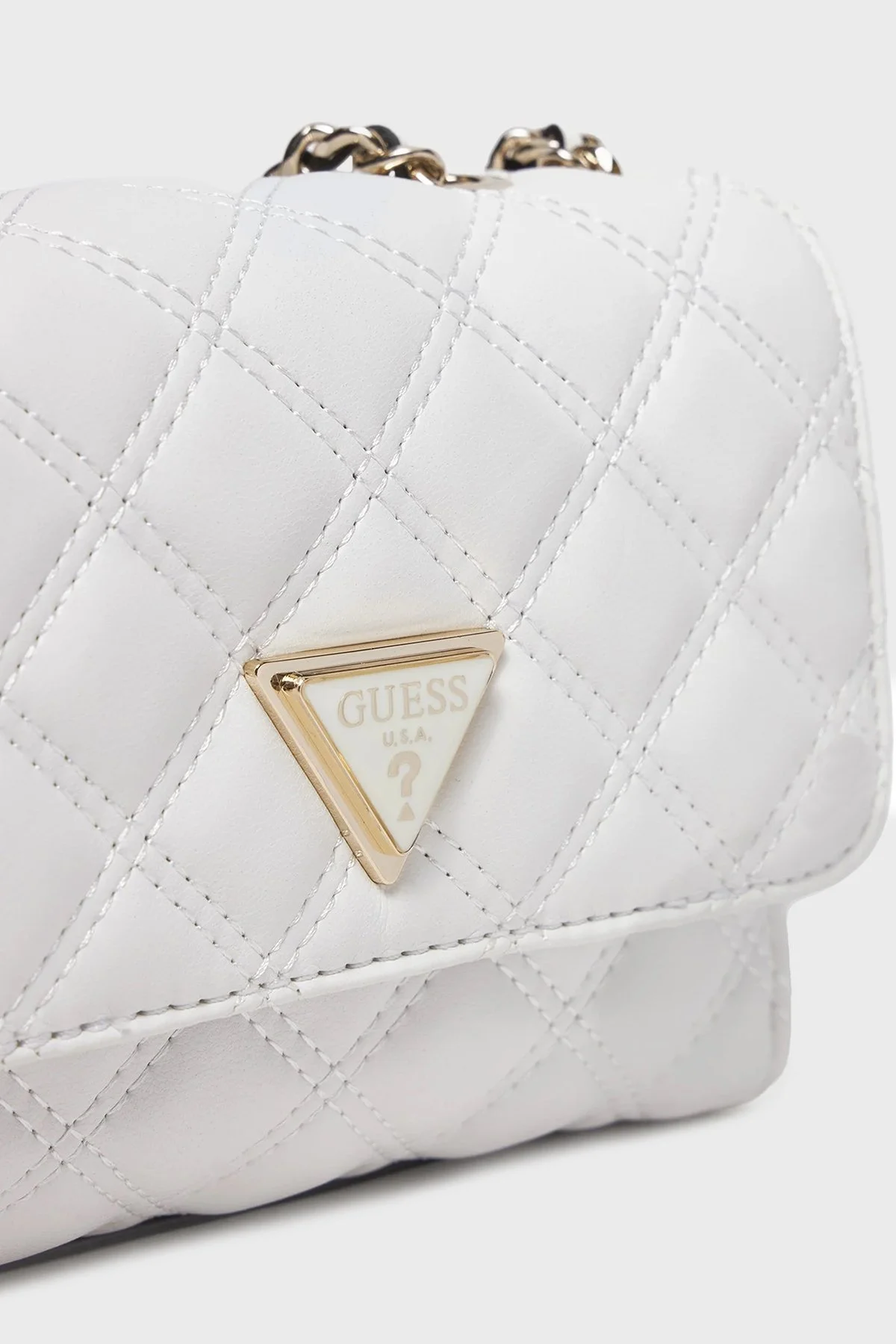 Guess Giully Kapitoneli Zincir Askılı Mini HWQG8748740 Bayan Çanta HWQG87 48740 WHI BEYAZ - 4