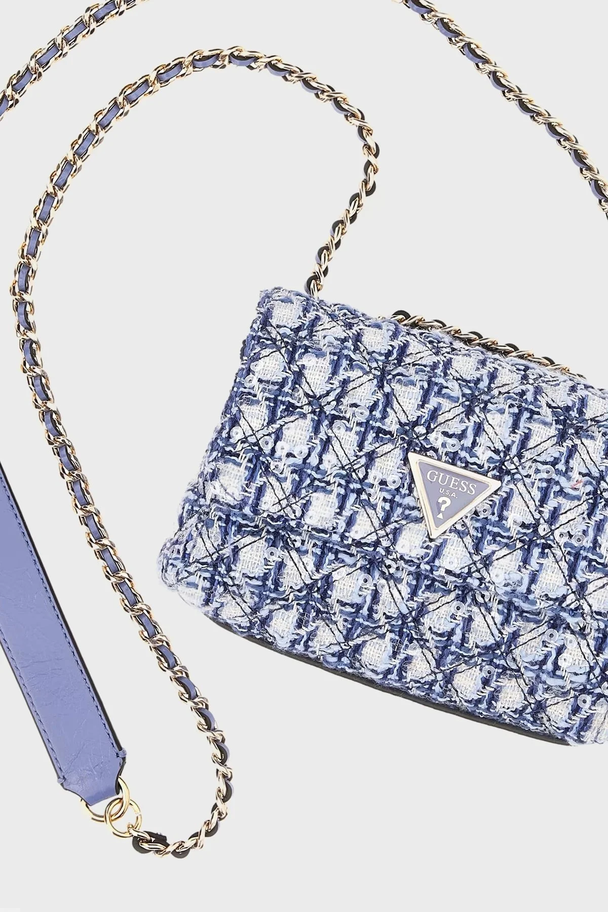 Guess Giully Logolu Zincir Askılı Tüvit HWAS8748200 Bayan Çanta HWAS87 48200 STU MAVİ - 8
