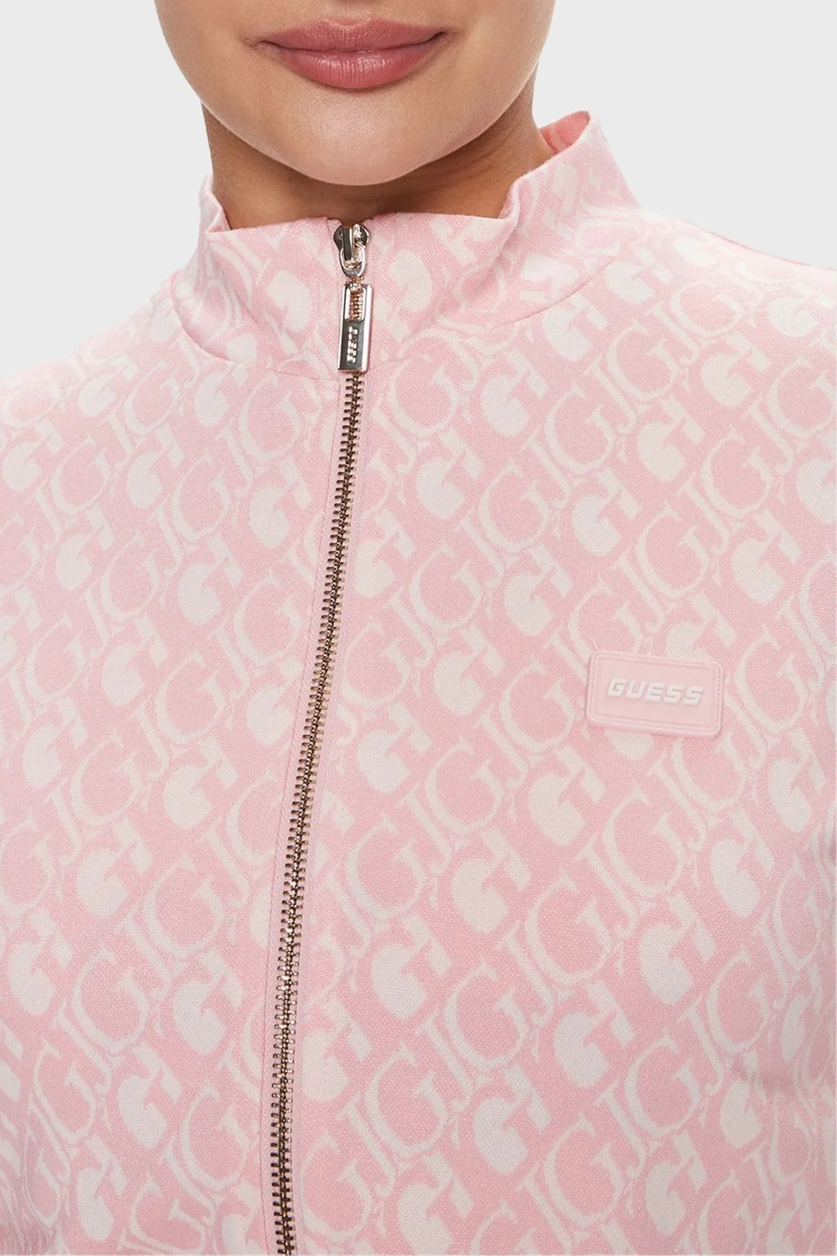 Guess Gj Logo Slim Fit Dik Yaka Crop V4RQ12KC2X2 Bayan Sweat V4RQ12 KC2X2 P69U PUDRA - 4