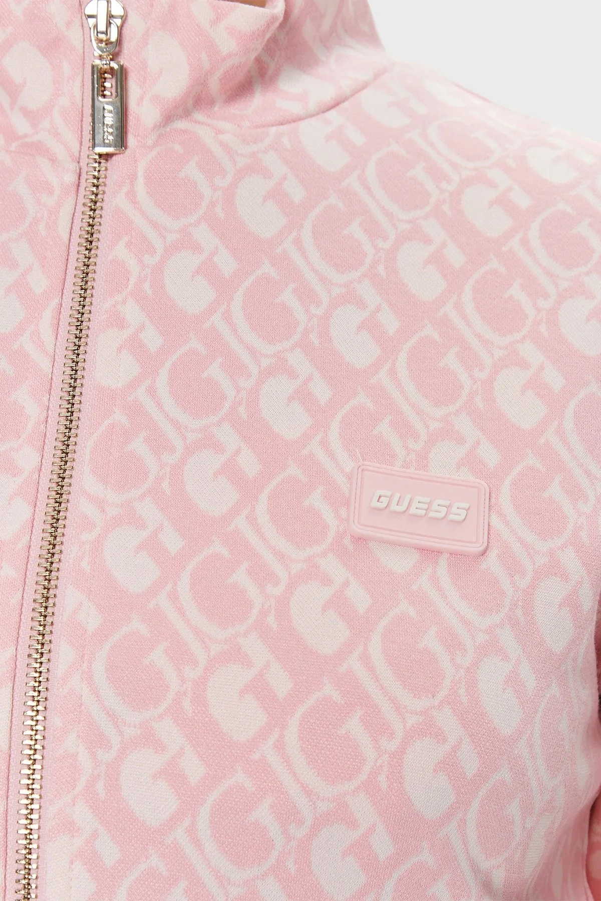 Guess Gj Logo Slim Fit Dik Yaka Crop V4RQ12KC2X2 Bayan Sweat V4RQ12 KC2X2 P69U PUDRA - 5