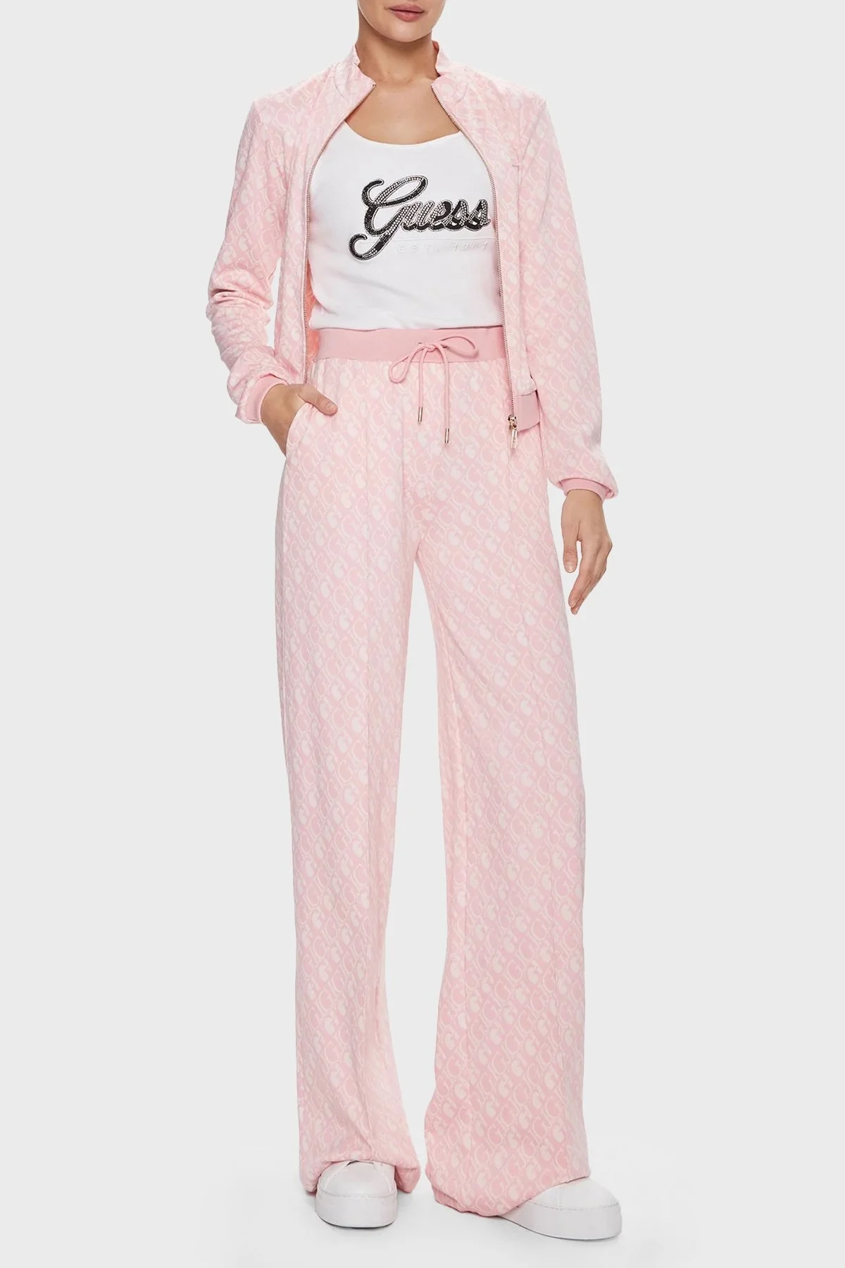 Guess Gj Logo Yüksek Bel Regular Fit Spor V4RB11KC2X2 Bayan Pantolon V4RB11 KC2X2 P69U PUDRA - 2