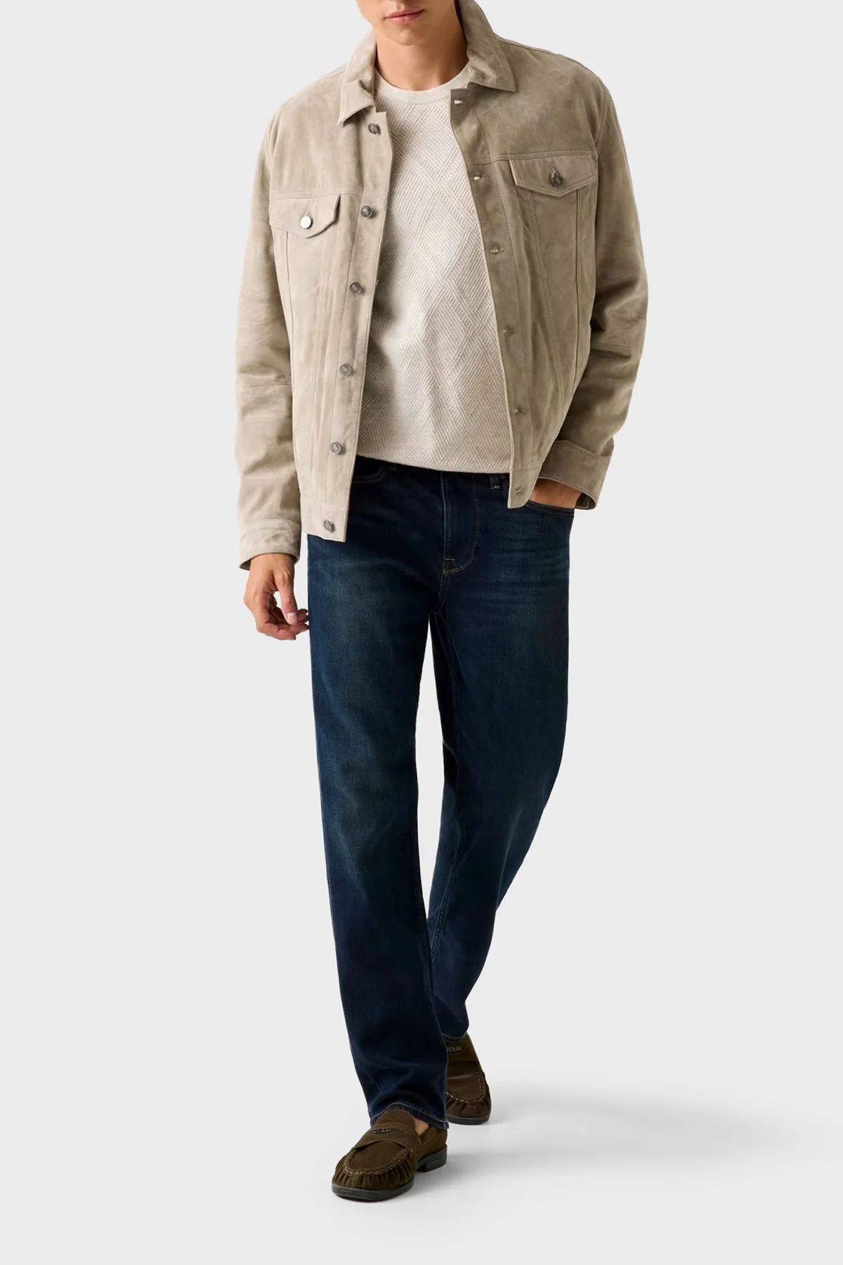 Guess Goat Suede Regular Fit Klasik Yaka Süet Dokulu M5BL0DL0W90 Erkek Ceket M5BL0D L0W90 F10N VİZON - 2