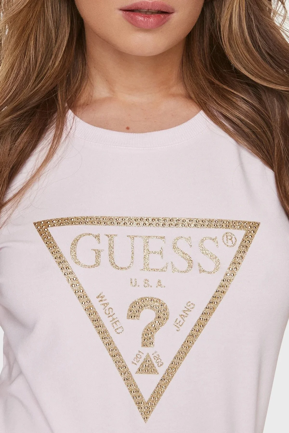 Guess Gold Pamuklu Regular Fit Bisiklet Yaka W4RI69J1314A60W Bayan T Shirt W4RI69J1314 A60W PUDRA - 4