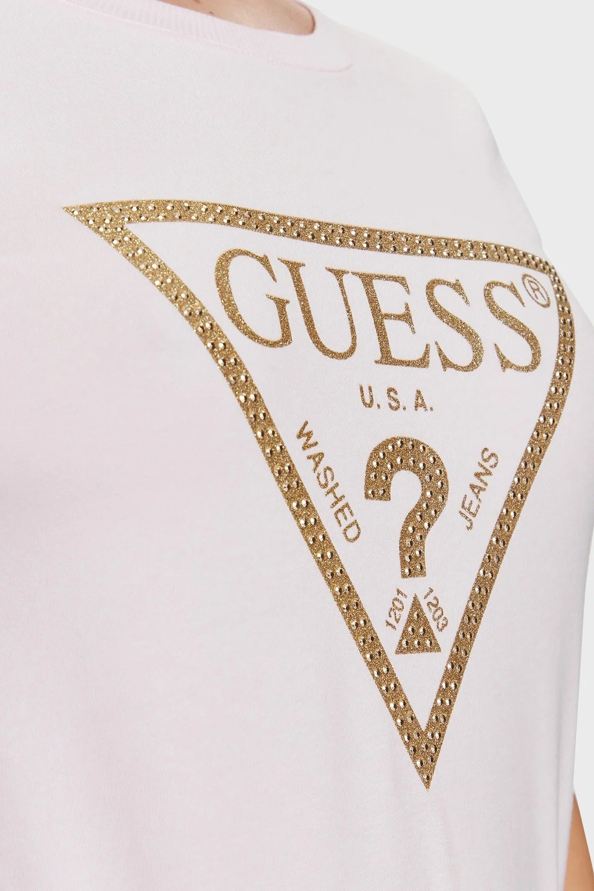 Guess Gold Pamuklu Regular Fit Bisiklet Yaka W4RI69J1314A60W Bayan T Shirt W4RI69J1314 A60W PUDRA - 5