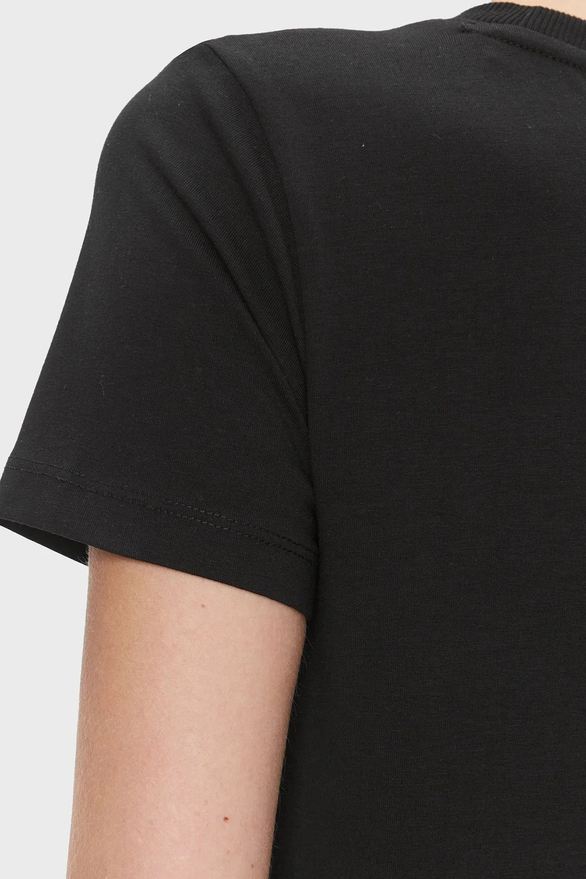 Guess Gold Pamuklu Regular Fit Bisiklet Yaka W4RI69J1314JBLK Bayan T Shirt W4RI69J1314 JBLK SİYAH - 5