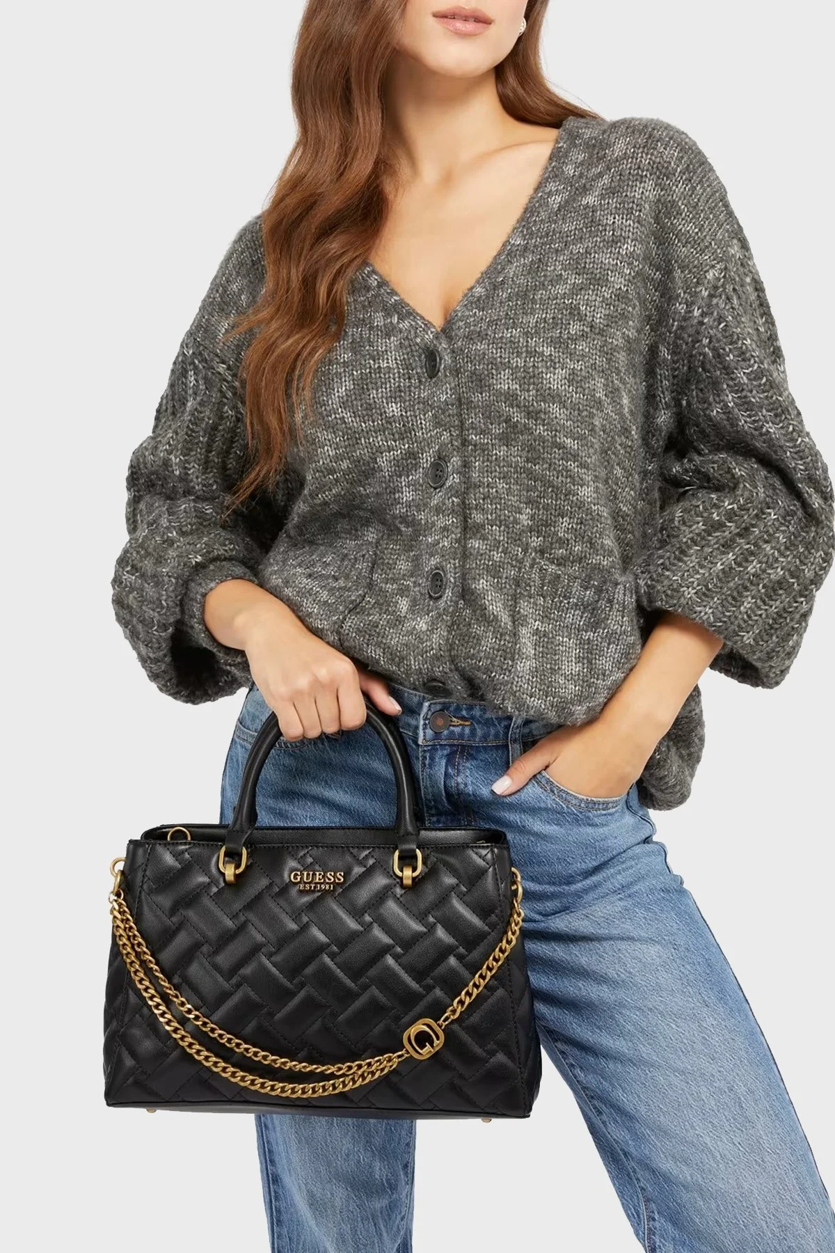 Guess Gracelynn Çıkarılabilir Uzatma Askılı Bayan Çanta HWQB8984060 BLA SİYAH - 2