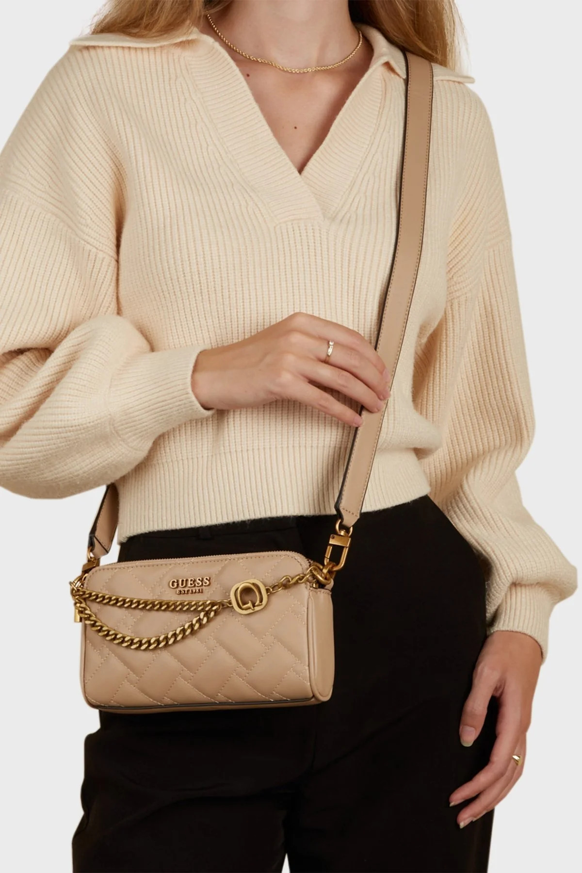 Guess Gracelynn Çıkarılabilir Uzatma Askılı Bayan Çanta HWQB8984730 BEI BEJ - 2