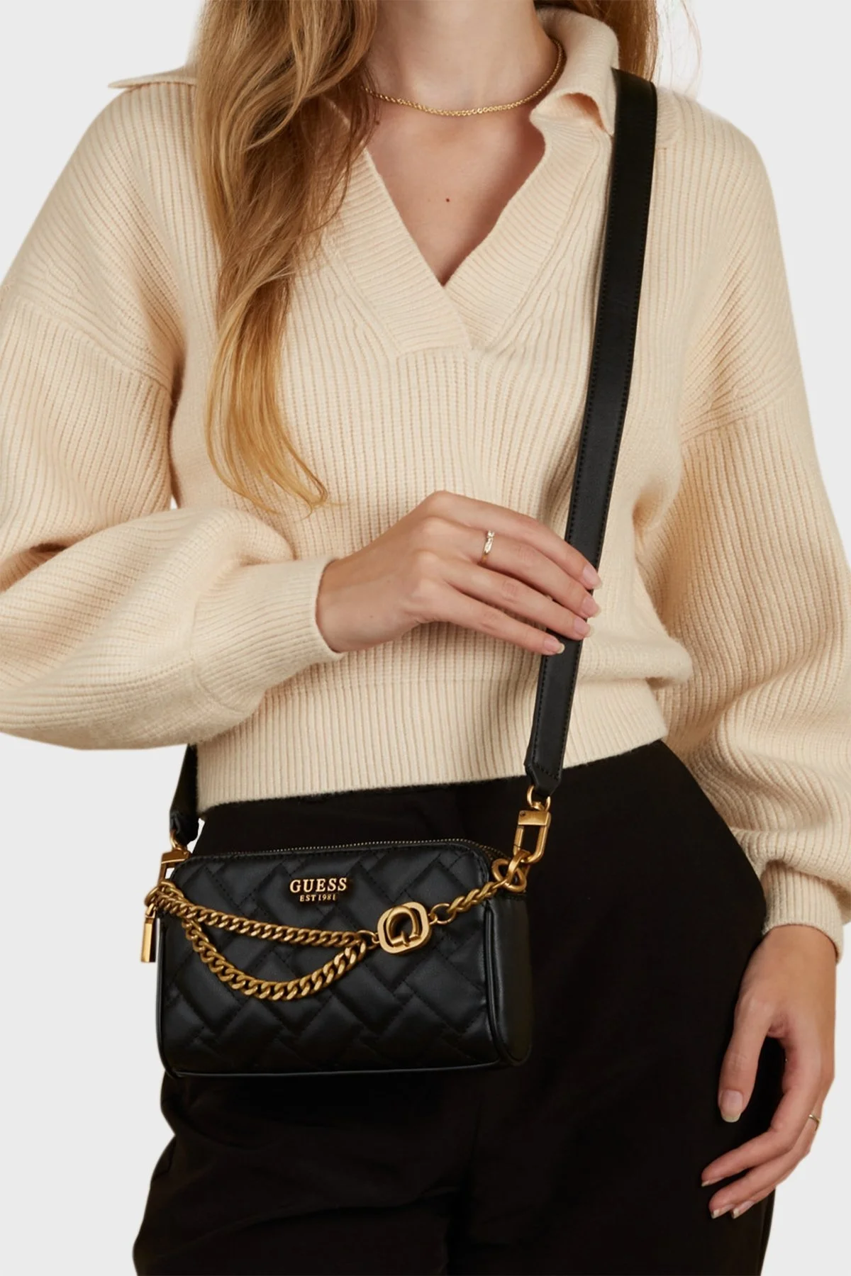 Guess Gracelynn Çıkarılabilir Uzatma Askılı Bayan Çanta HWQB8984730 BLA SİYAH - 2