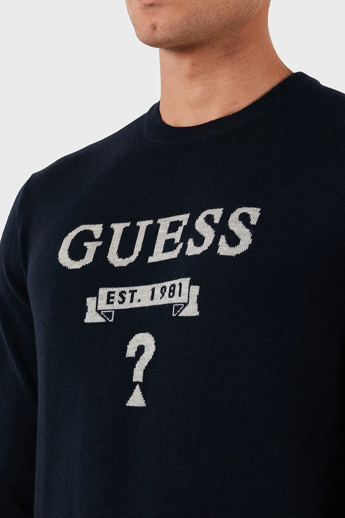 Guess Hammond Logo İşlemeli Yün Karışımlı Regular Fit M5YR00Z0122 Erkek Kazak M5YR00 Z0122 G7V2 LACİVERT - 5