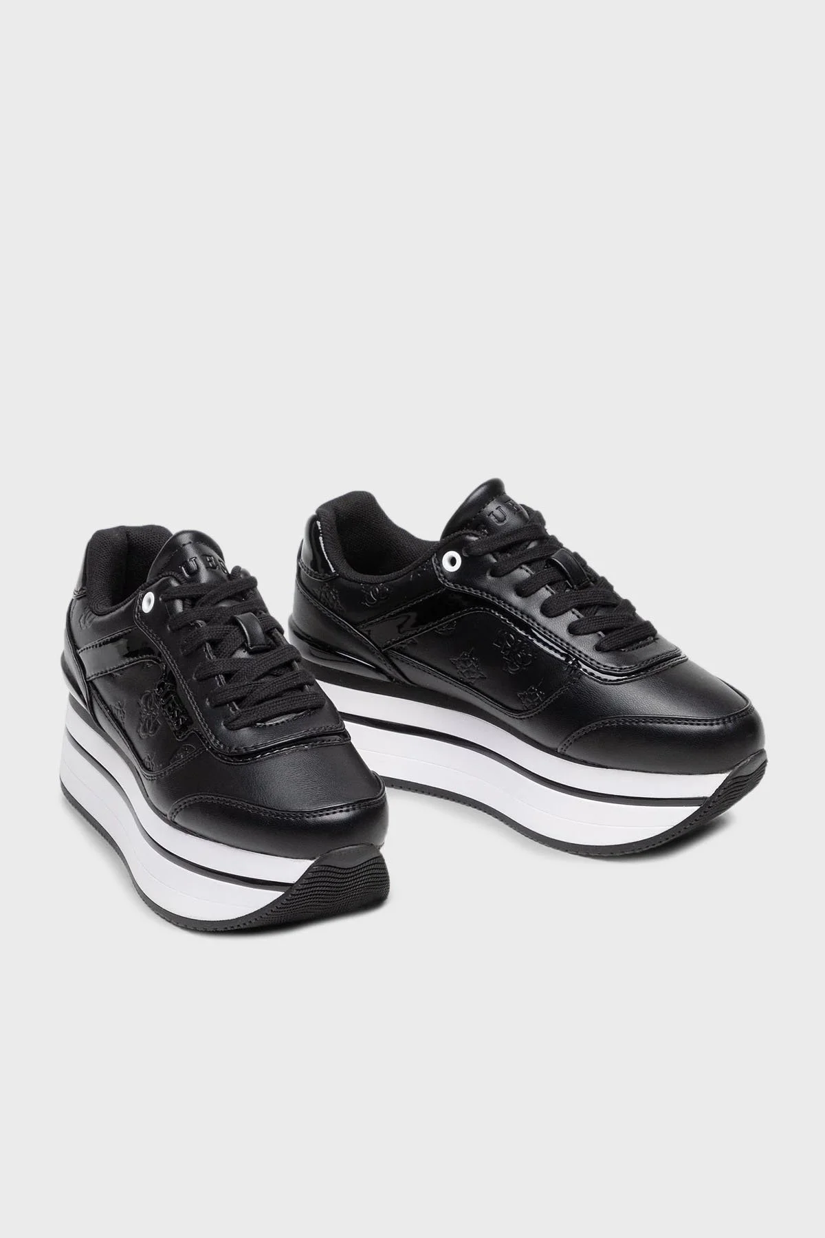 Guess Hansin Kabartmalı Logolu Kalın Tabanlı Sneaker FL5HNSPEL12 Bayan Ayakkabı FL5HNS PEL12 BLKBL SİYAH - 5