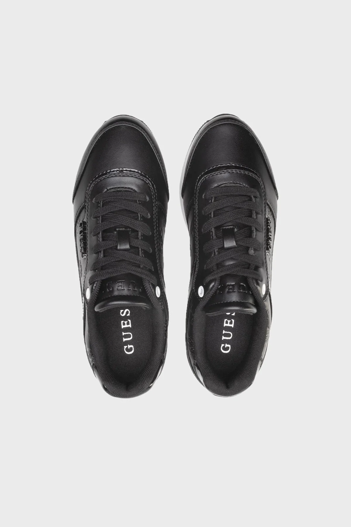 Guess Hansin Kabartmalı Logolu Kalın Tabanlı Sneaker FL5HNSPEL12 Bayan Ayakkabı FL5HNS PEL12 BLKBL SİYAH - 6