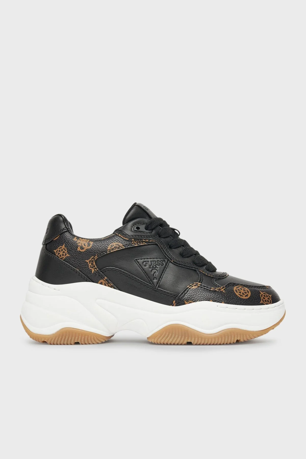 Guess Happy3 4G Logolu Kalın Taban Sneaker FLTHPYFAL12 Bayan Ayakkabı FLTHPY FAL12 BLKBR SİYAH-KAHVE - 6