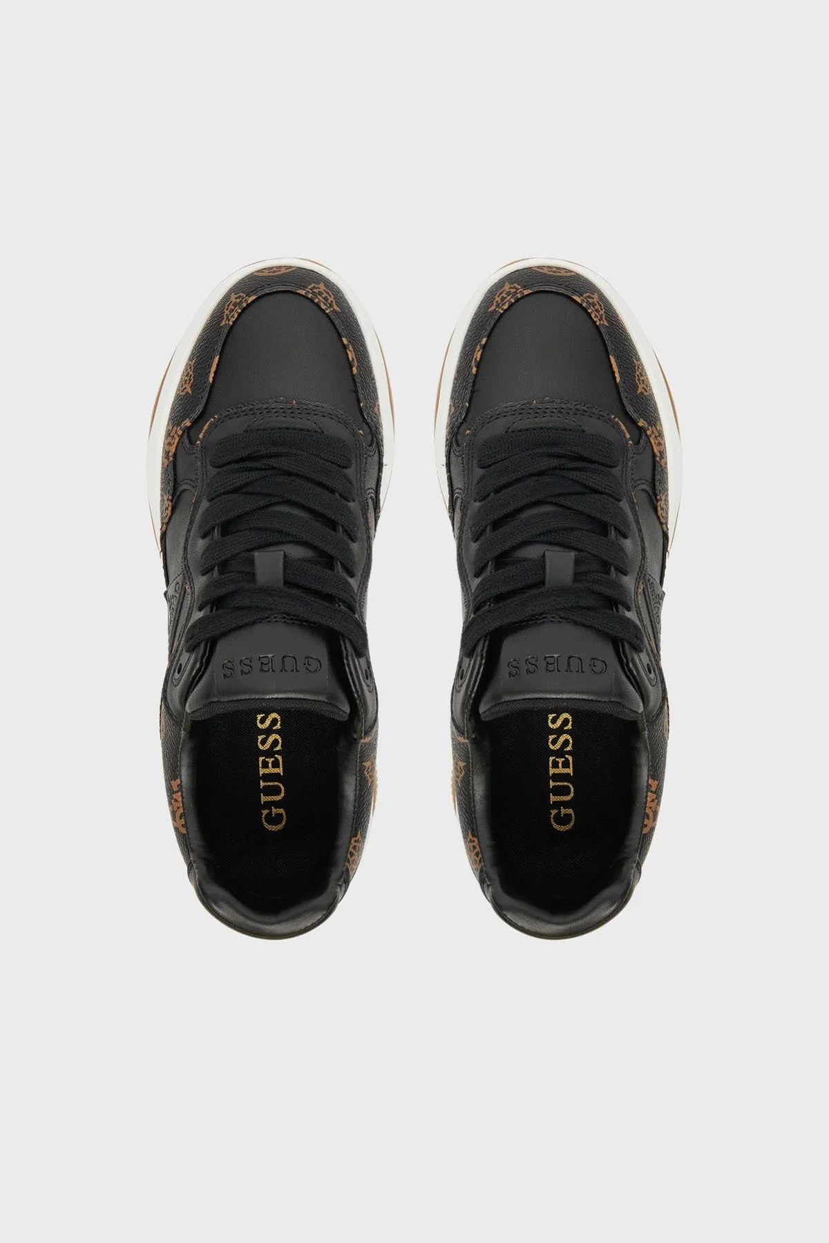 Guess Happy3 4G Logolu Kalın Taban Sneaker FLTHPYFAL12 Bayan Ayakkabı FLTHPY FAL12 BLKBR SİYAH-KAHVE - 7