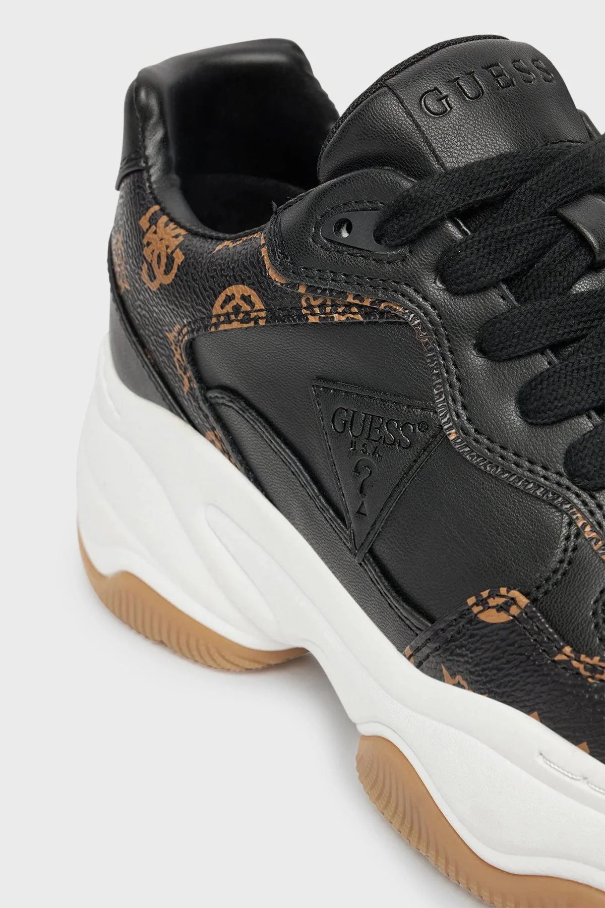 Guess Happy3 4G Logolu Kalın Taban Sneaker FLTHPYFAL12 Bayan Ayakkabı FLTHPY FAL12 BLKBR SİYAH-KAHVE - 9