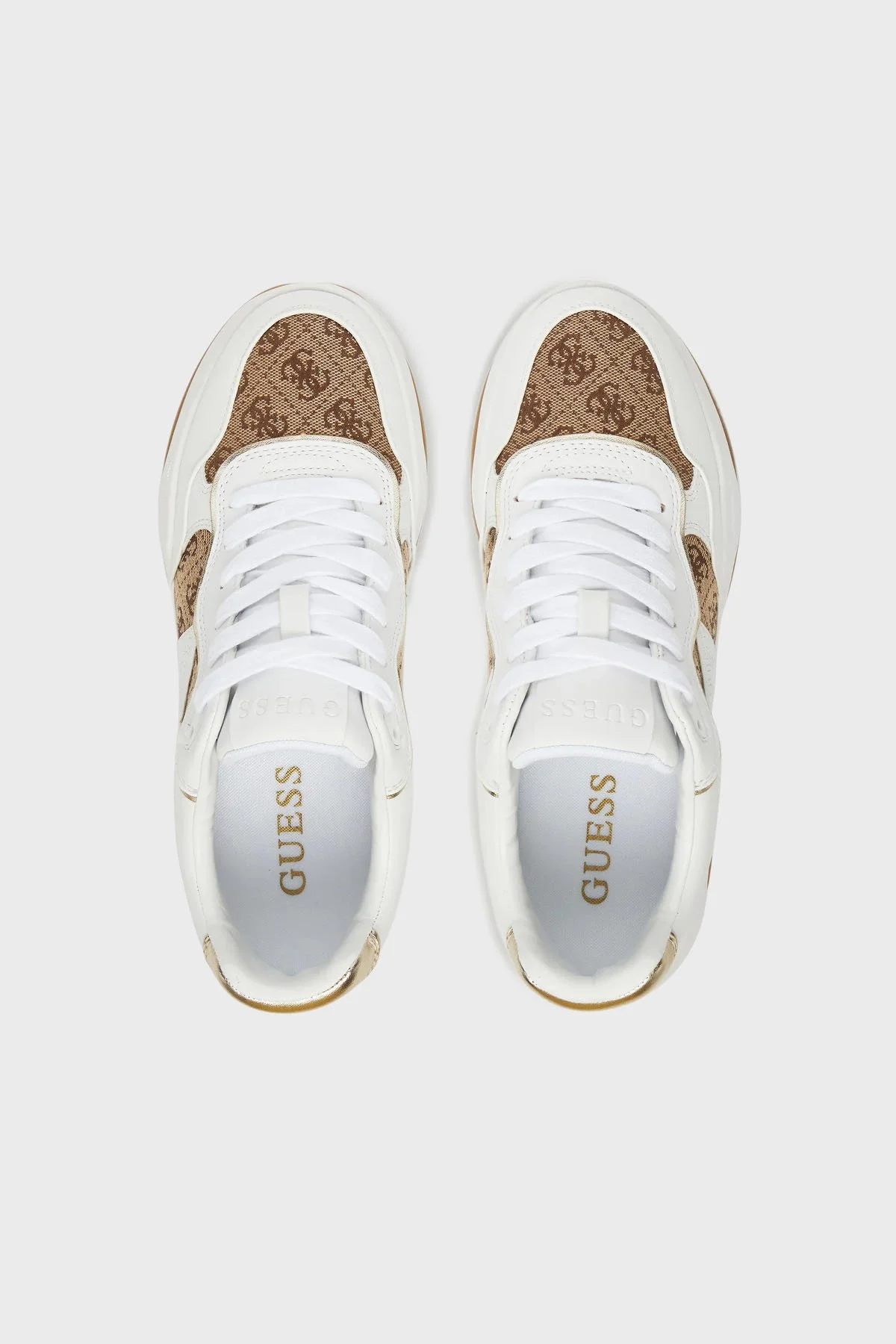 Guess Happy4 4G Logolu Kalın Tabanlı Sneaker FLTHP4FAL12 Bayan Ayakkabı FLTHP4 FAL12 BEIBR BEYAZ-BEJ - 9