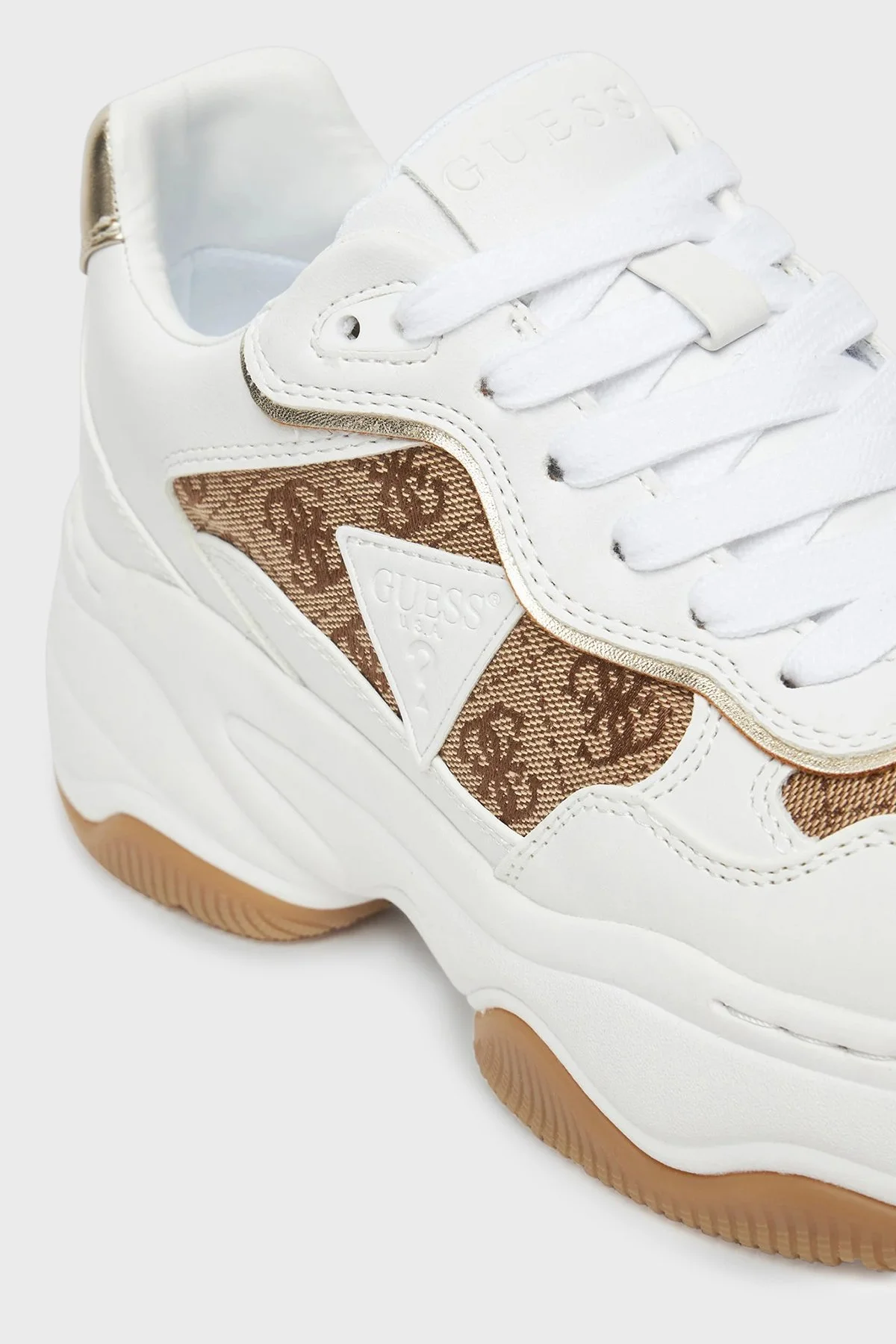 Guess Happy4 4G Logolu Kalın Tabanlı Sneaker FLTHP4FAL12 Bayan Ayakkabı FLTHP4 FAL12 BEIBR BEYAZ-BEJ - 11