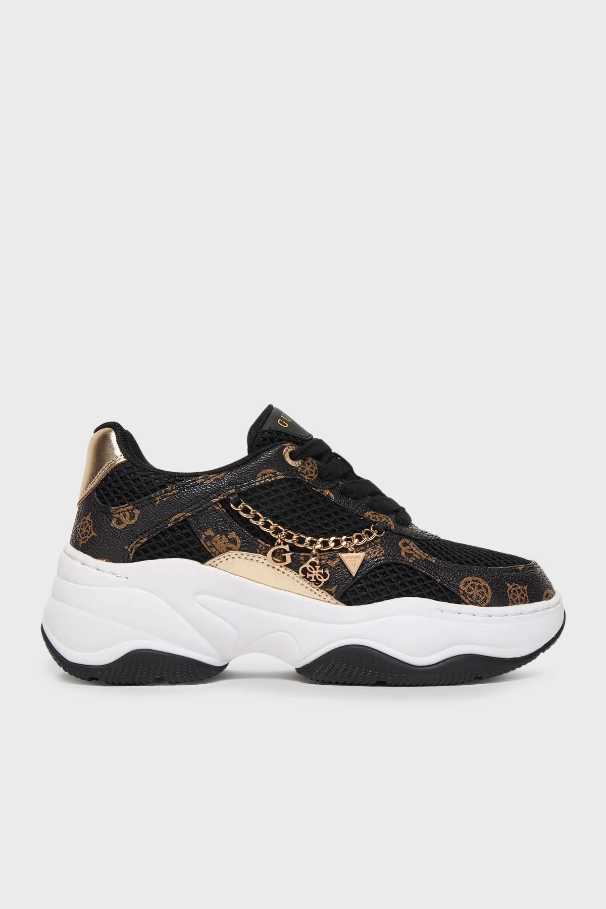 Guess Harpaa Logo Zincirli Bağcıklı Sneaker FLPHARFAL12 Bayan Ayakkabı FLPHAR FAL12 BLKBR SİYAH - 1