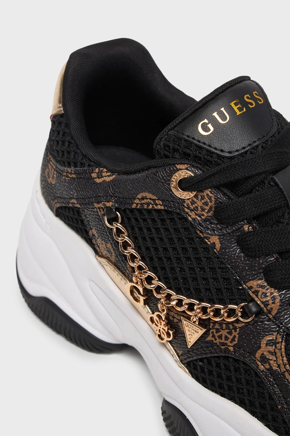Guess Harpaa Logo Zincirli Bağcıklı Sneaker FLPHARFAL12 Bayan Ayakkabı FLPHAR FAL12 BLKBR SİYAH - 4