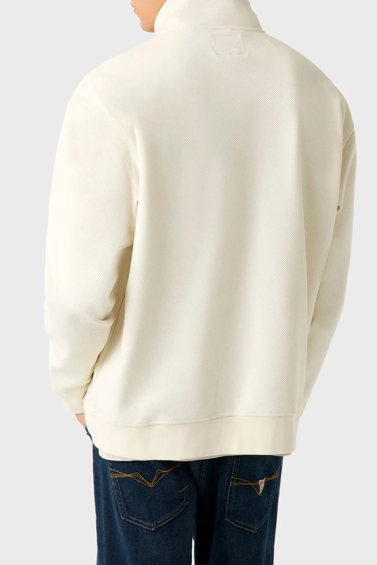 Guess Harris Logolu Regular Fit Yarım Fermuarlı Dik Yaka M5BQ18K0552 Erkek Sweat M5BQ18 K0552 G1CV EKRU - 3