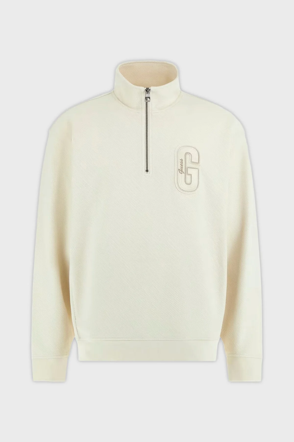 Guess Harris Logolu Regular Fit Yarım Fermuarlı Dik Yaka M5BQ18K0552 Erkek Sweat M5BQ18 K0552 G1CV EKRU - 5