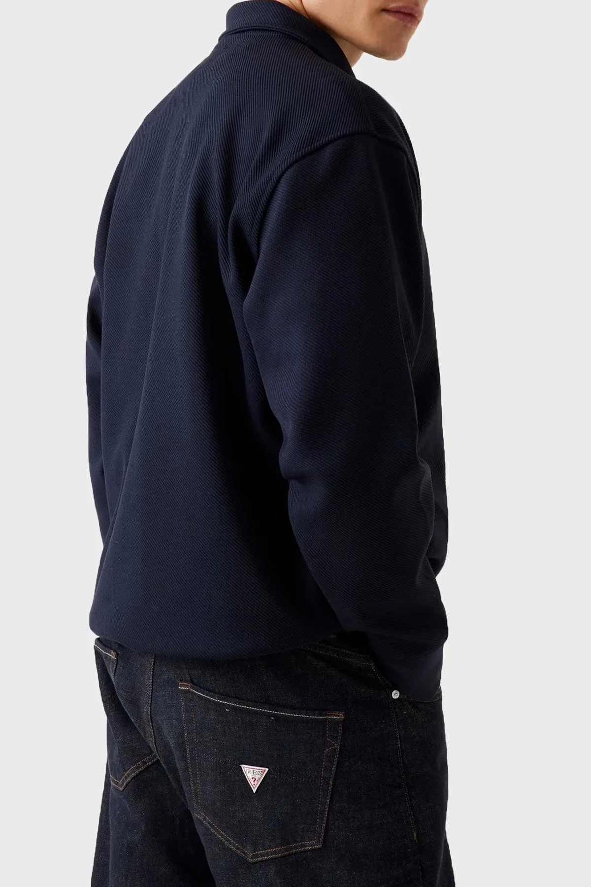 Guess Harris Logolu Regular Fit Yarım Fermuarlı Dik Yaka M5BQ18K0552 Erkek Sweat M5BQ18 K0552 G7V2 LACİVERT - 3