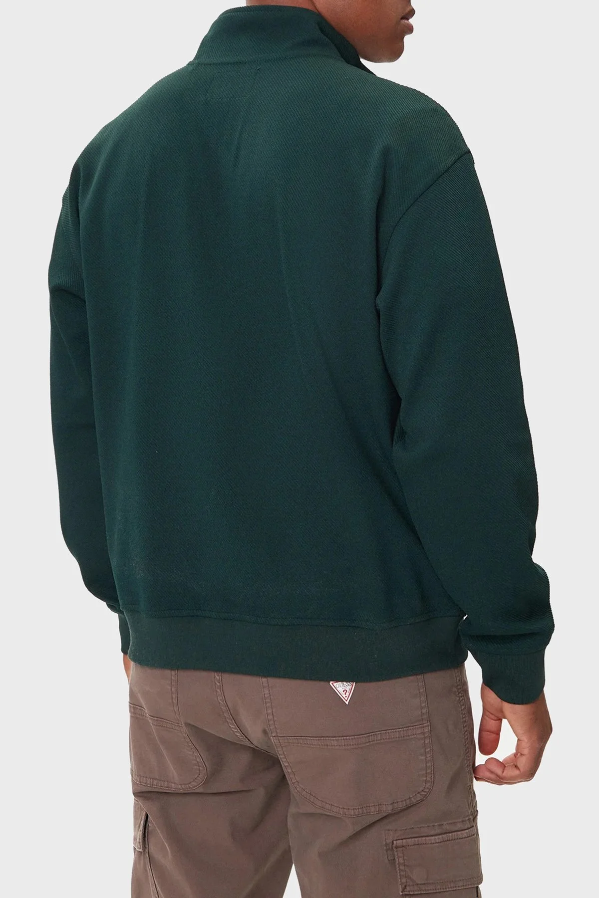 Guess Harris Logolu Regular Fit Yarım Fermuarlı Dik Yaka M5BQ18K0552 Erkek Sweat M5BQ18 K0552 G8H6 HAKİ - 3
