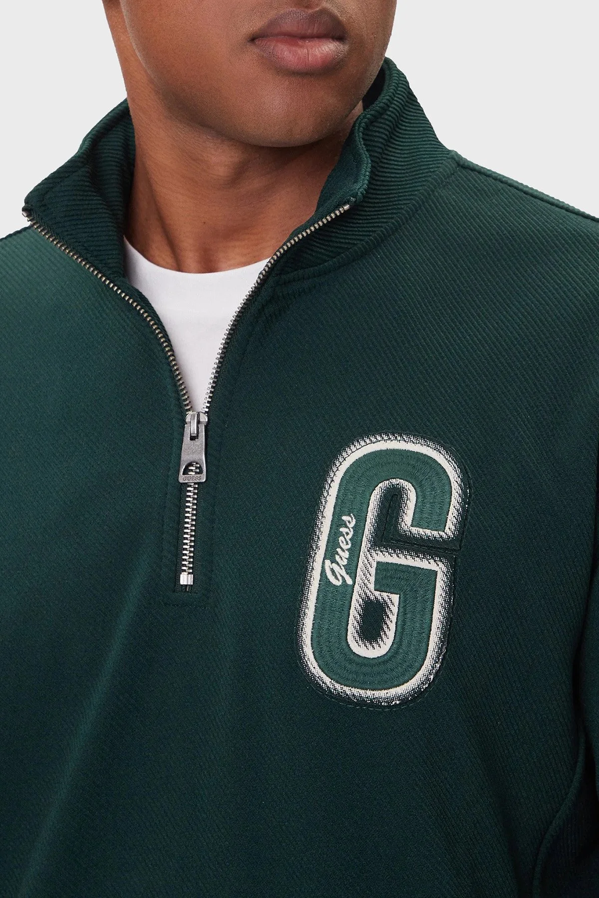 Guess Harris Logolu Regular Fit Yarım Fermuarlı Dik Yaka M5BQ18K0552 Erkek Sweat M5BQ18 K0552 G8H6 HAKİ - 4