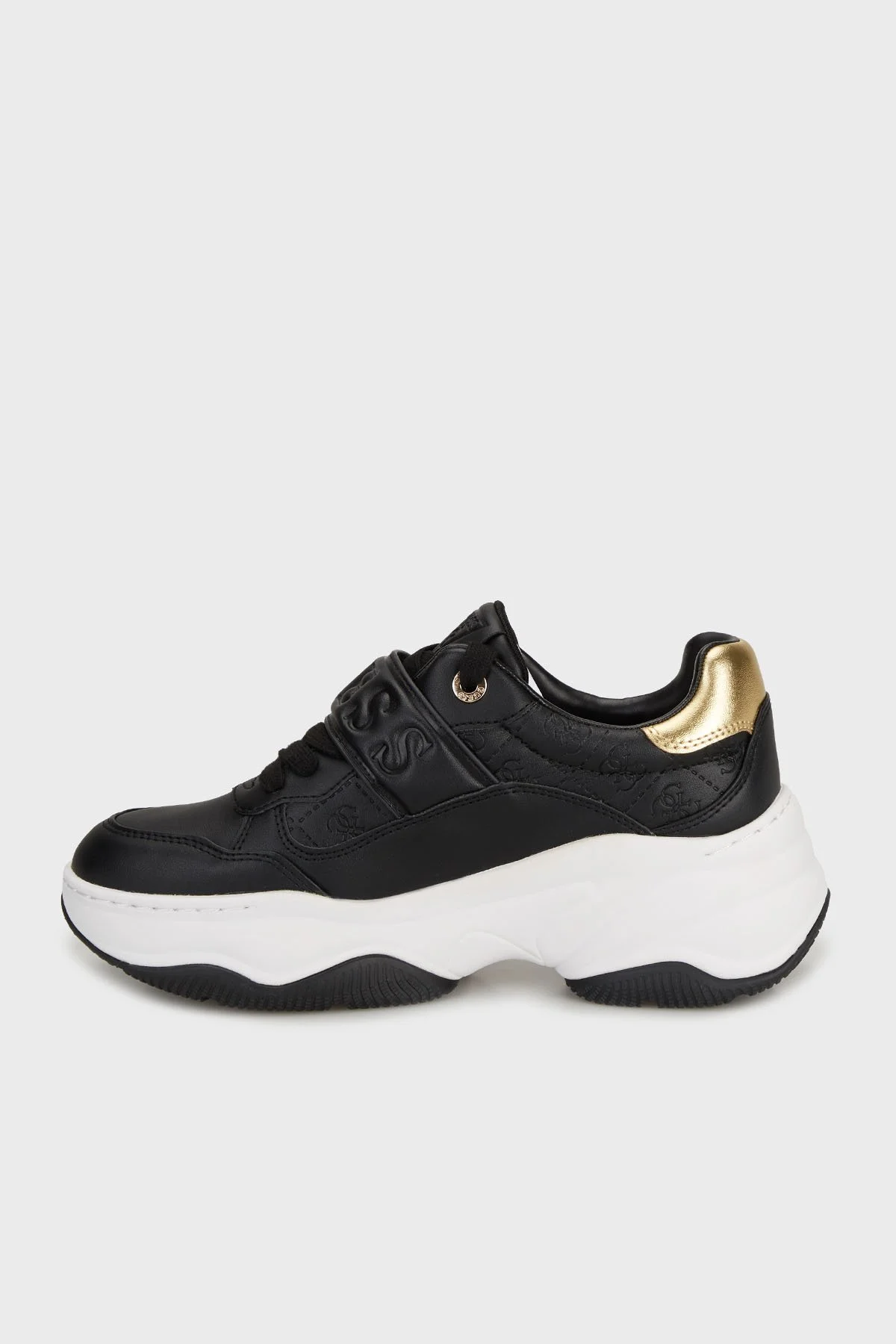 Guess Helinn Logolu Kalın Tabana Sneaker FLFHNNELE12 Bayan Ayakkabı FLFHNN ELE12 BLKGO SİYAH-GOLD - 6