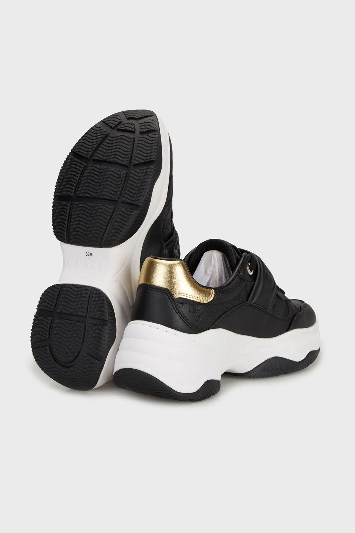 Guess Helinn Logolu Kalın Tabana Sneaker FLFHNNELE12 Bayan Ayakkabı FLFHNN ELE12 BLKGO SİYAH-GOLD - 8