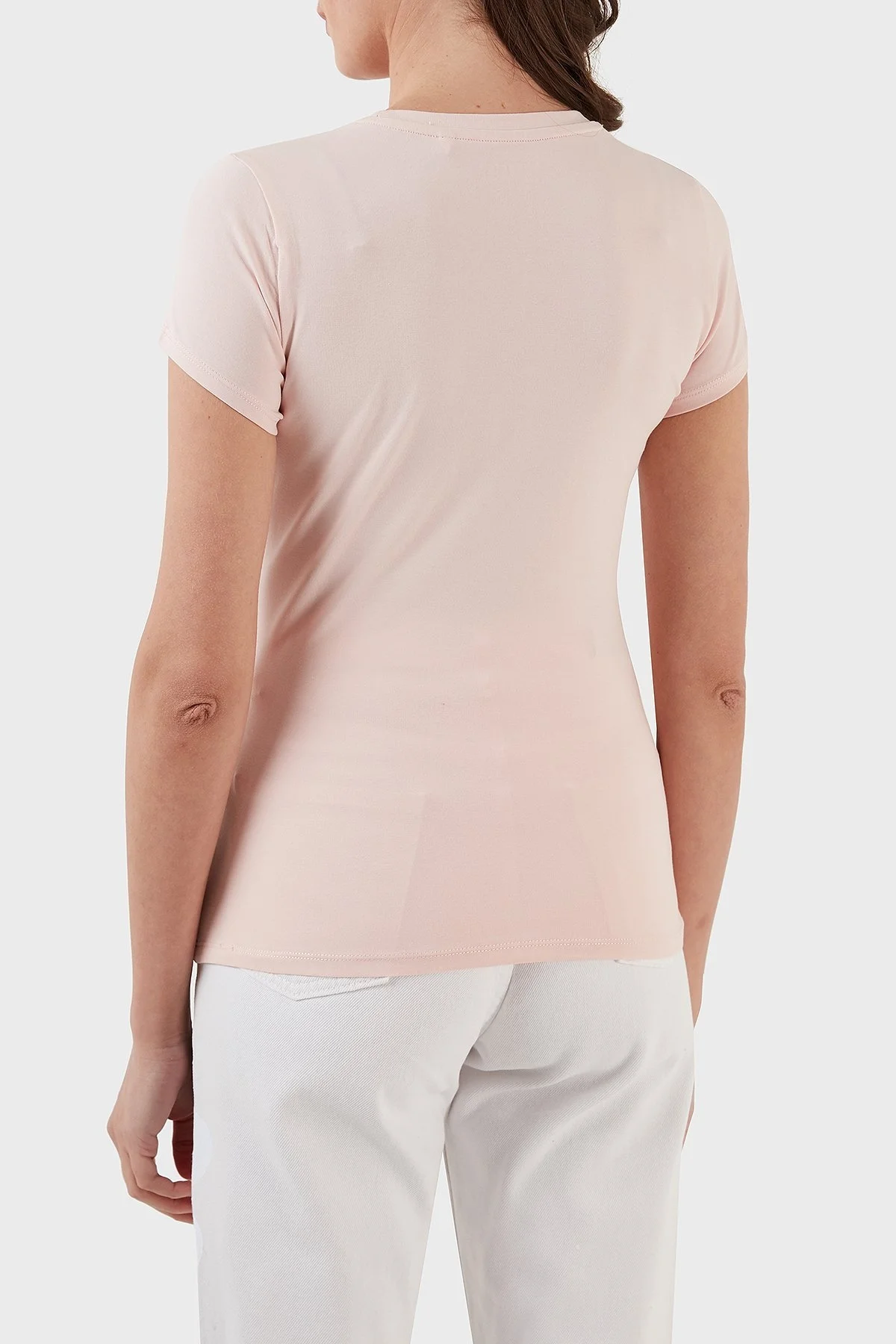 Guess Hibiscus Pamuklu Baskılı Slim Fit Bisiklet Yaka Bayan T Shirt W3GI11KA0Q1 G65T PEMBE - 5