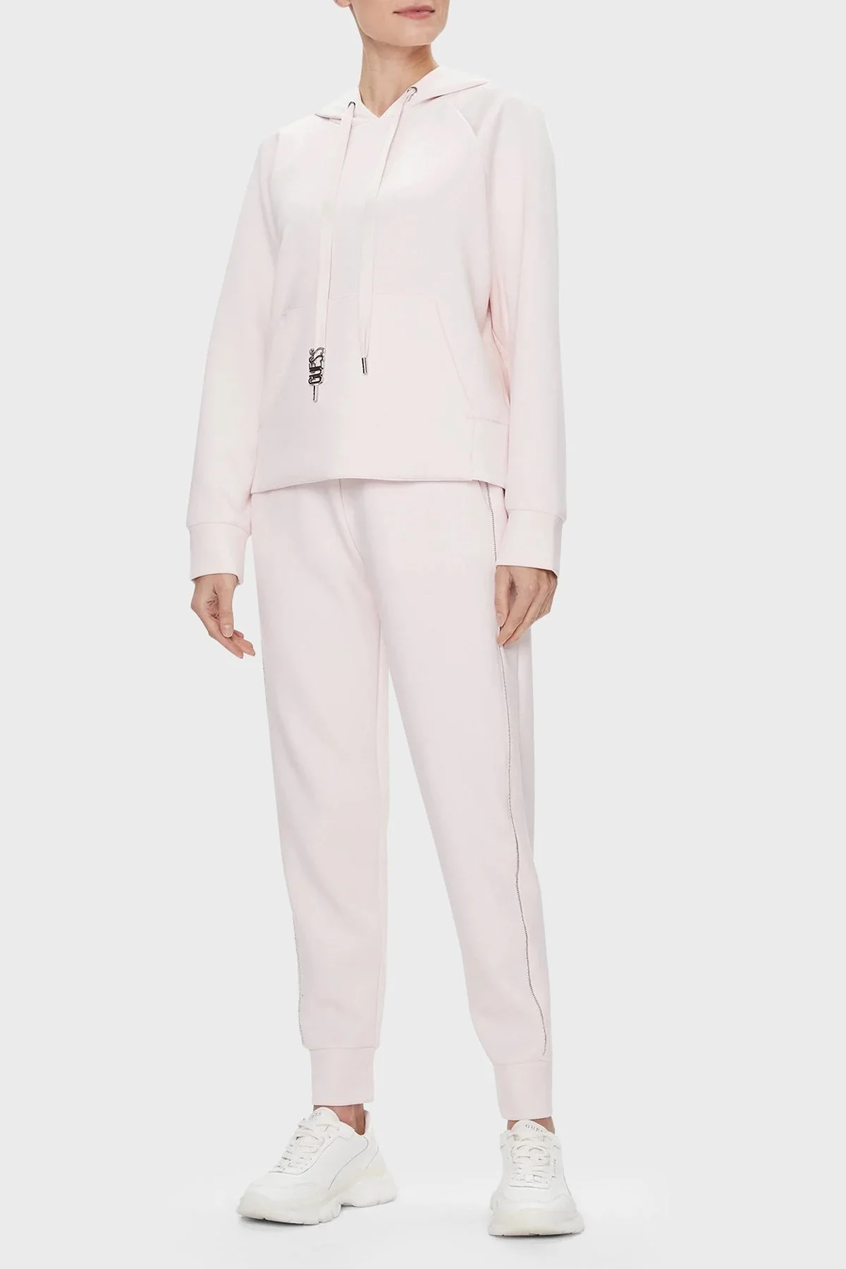 Guess Hooded Loose Fit Kapüşonlu W4RQ04 KBYE2 Bayan Sweat W4RQ04KBYE2 A60W PUDRA - 3