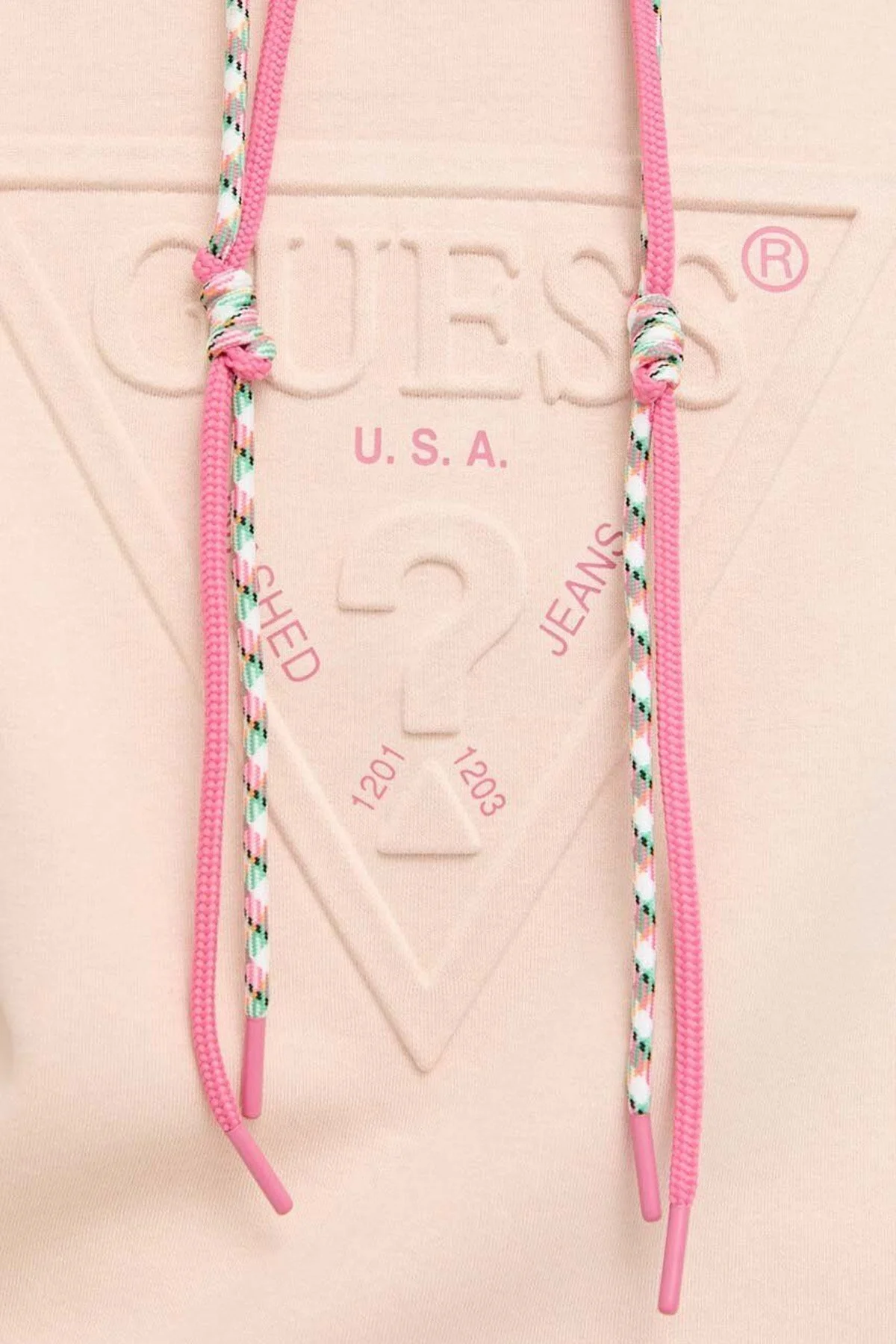 Guess Hoody Pamuklu Relaxed Fit Kapüşonlu Bayan Sweat W3YQ09K9Z21 G1K2 PUDRA - 5