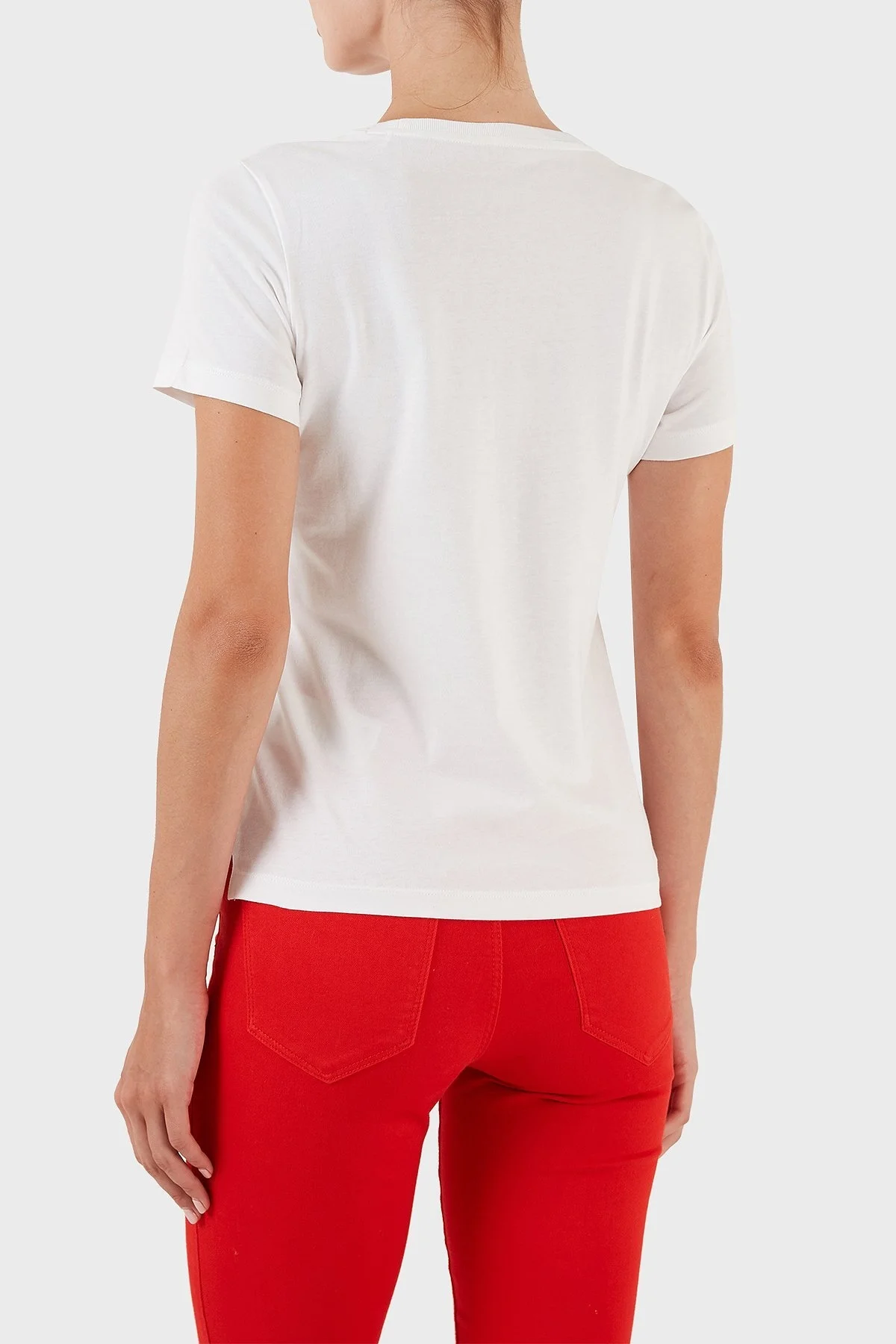 Guess Icon Pamuklu Regular Fit Bisiklet Yaka Bayan T Shirt W3YI42I3Z13 G011 BEYAZ - 5