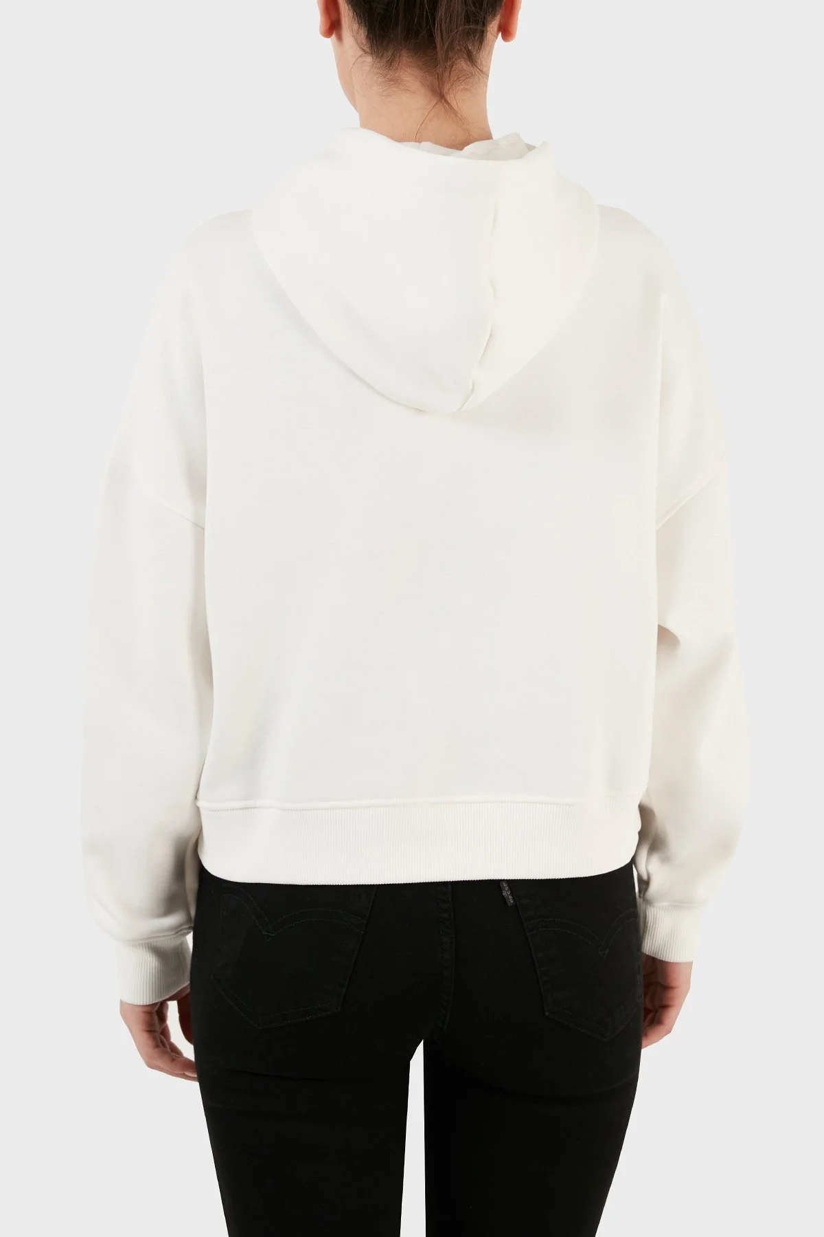 Guess Icon Pamuklu Relaxed Fit Kapüşonlu Bayan Sweat W3BQ15 KB681 G012 BEYAZ - 2