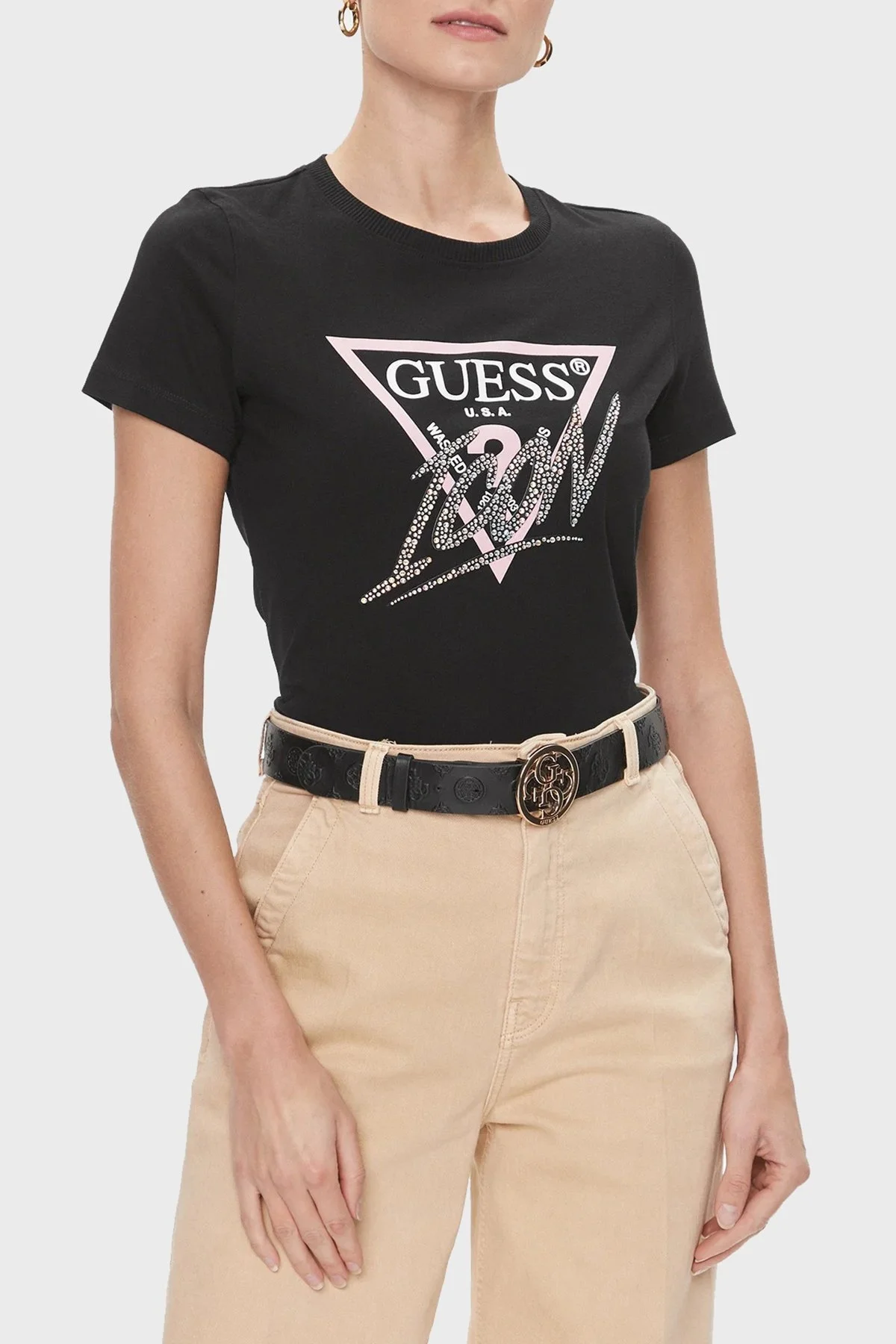 Guess Icon Pamuklu Slim Fit Bisiklet Yaka W4RI41 I3Z14 Bayan T Shirt W4RI41I3Z14 JBLK SİYAH - 1