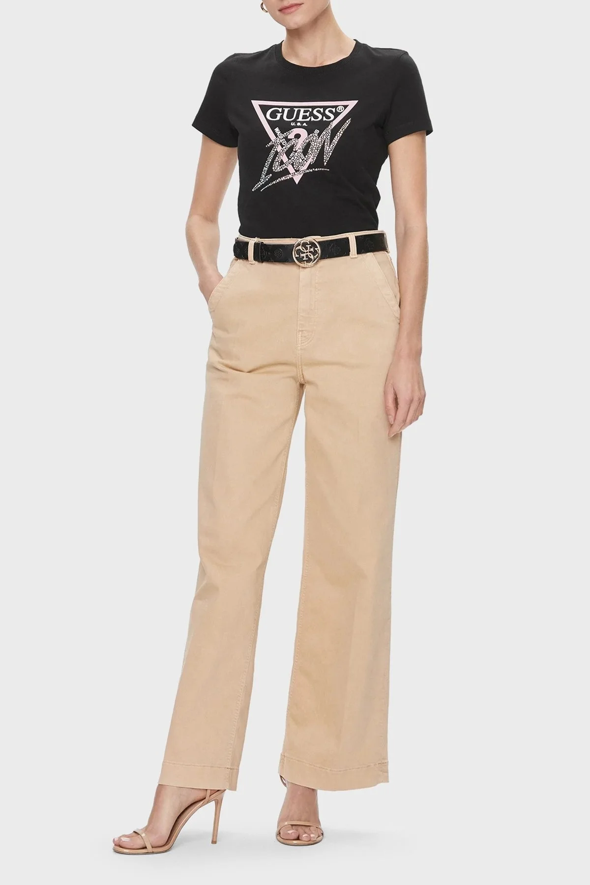 Guess Icon Pamuklu Slim Fit Bisiklet Yaka W4RI41 I3Z14 Bayan T Shirt W4RI41I3Z14 JBLK SİYAH - 3